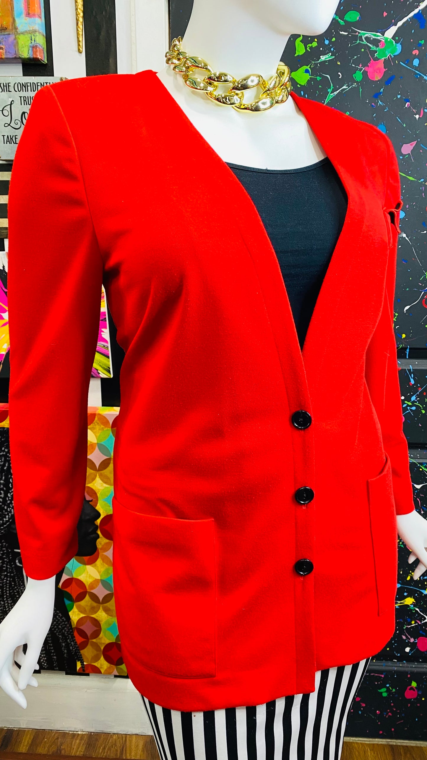 Vintage Red & Black Blazer (16)
