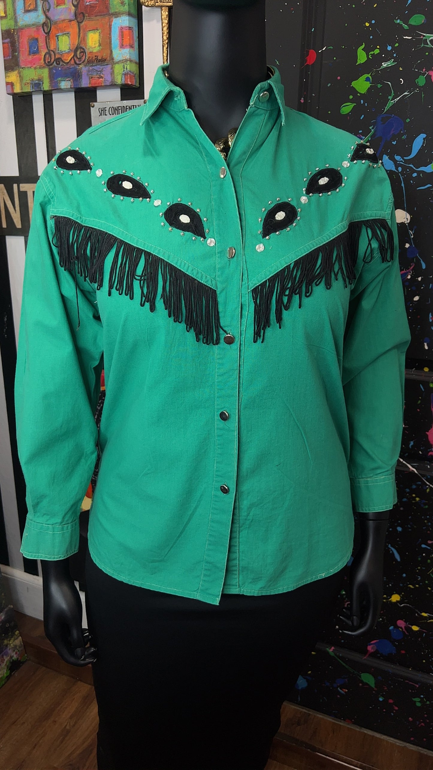 Vintage Western Fringe & Jewel Blouse (12)