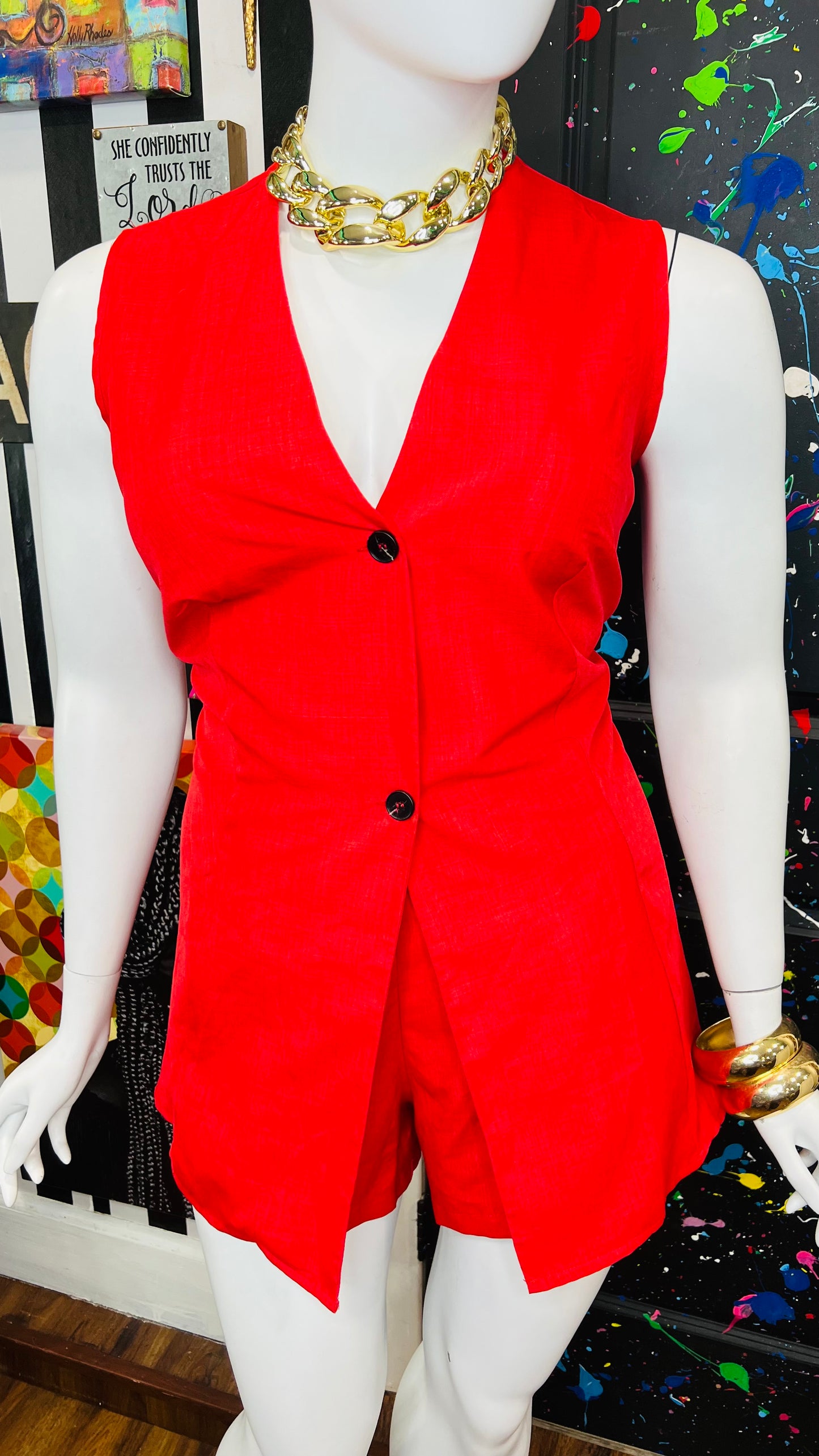 Red Vest & Shorts Set (16)