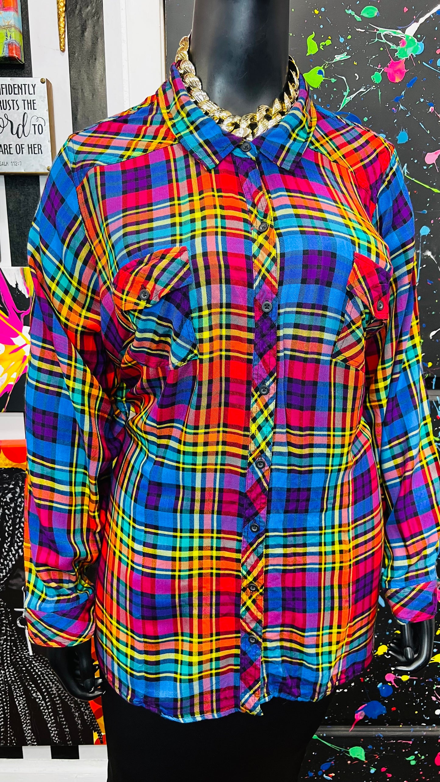 Torrid Rainbow Plaid Blouse (24)