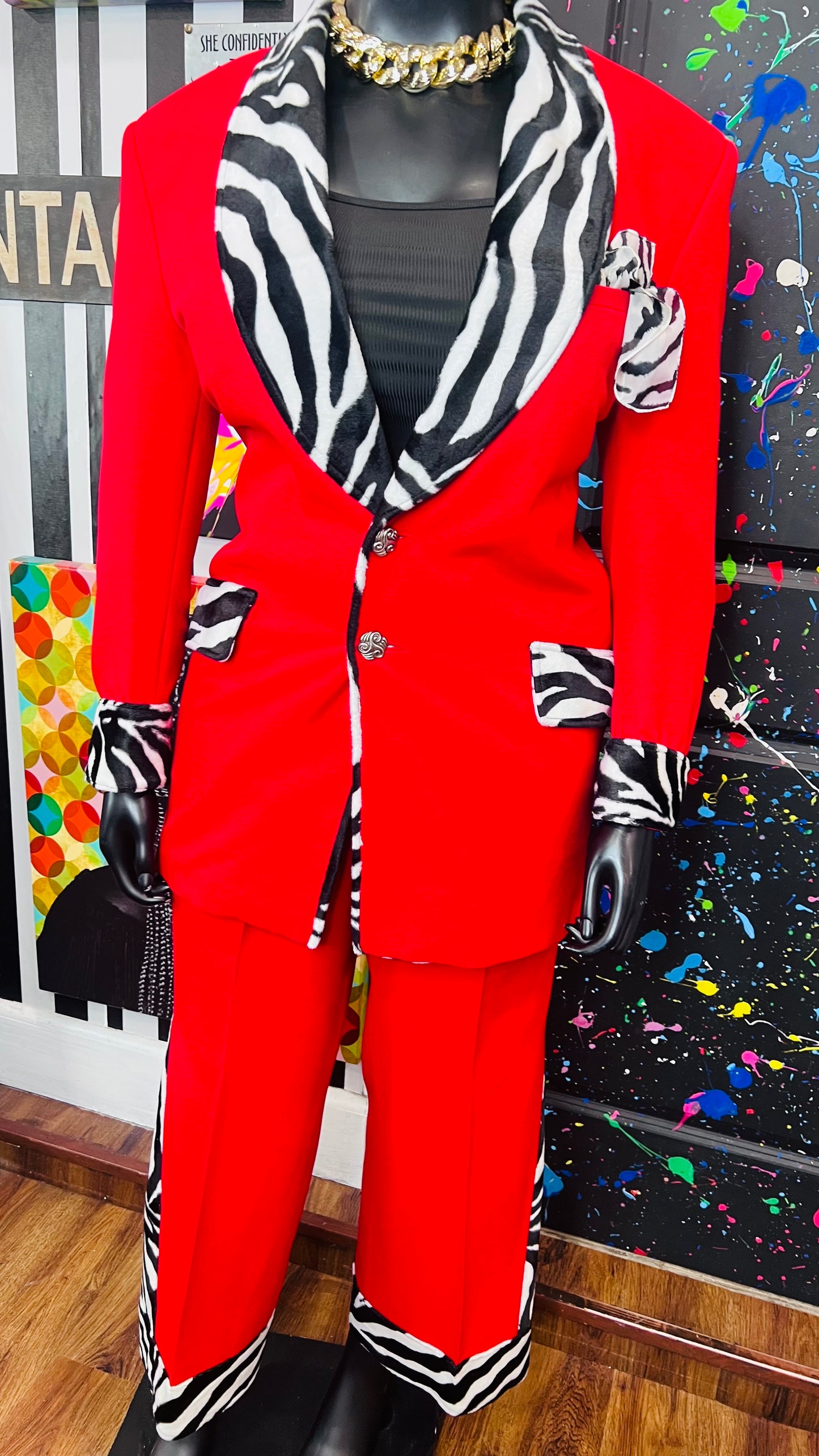 Red & Zebra Pants Suit (16)