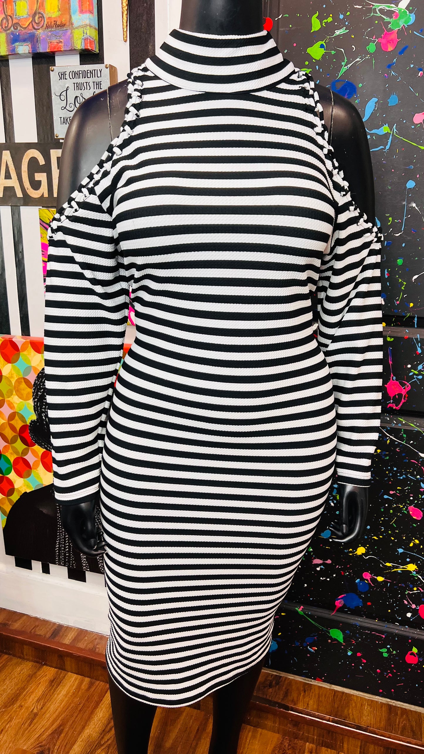 Ashley Stewart Striped Open Shoulder Dress (18/20)