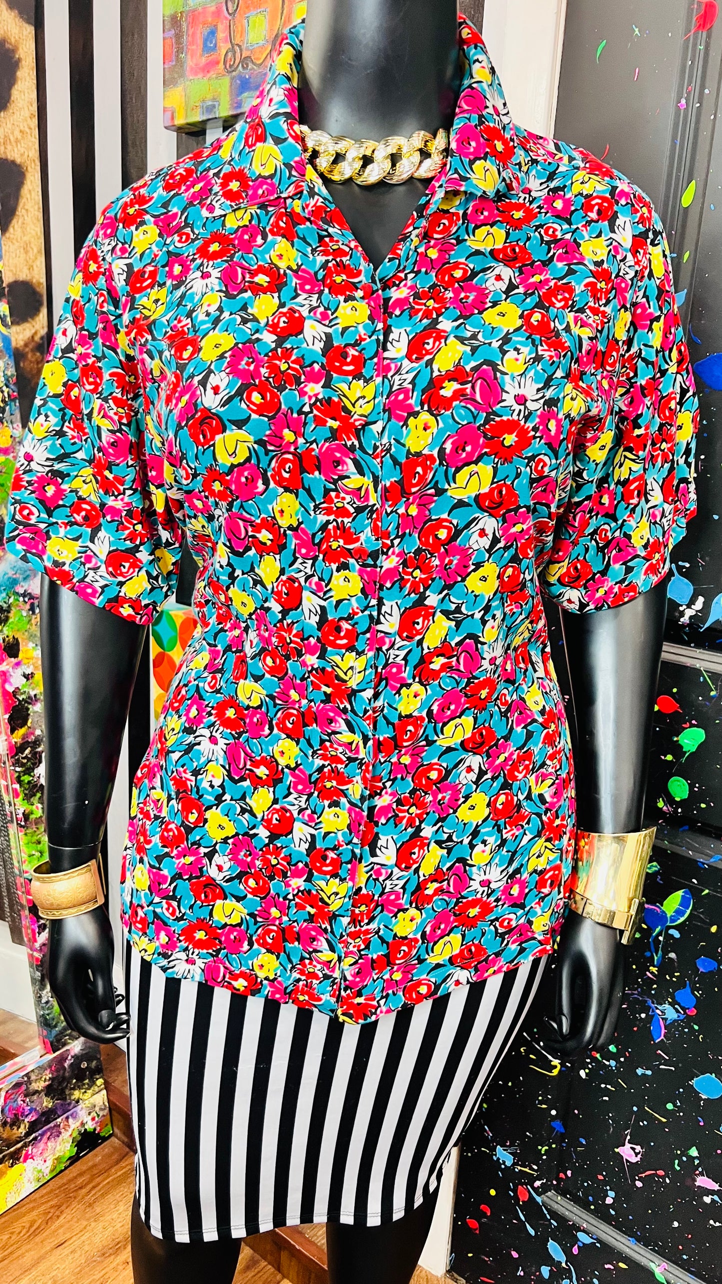 Vintage Bold Floral Blouse (16)