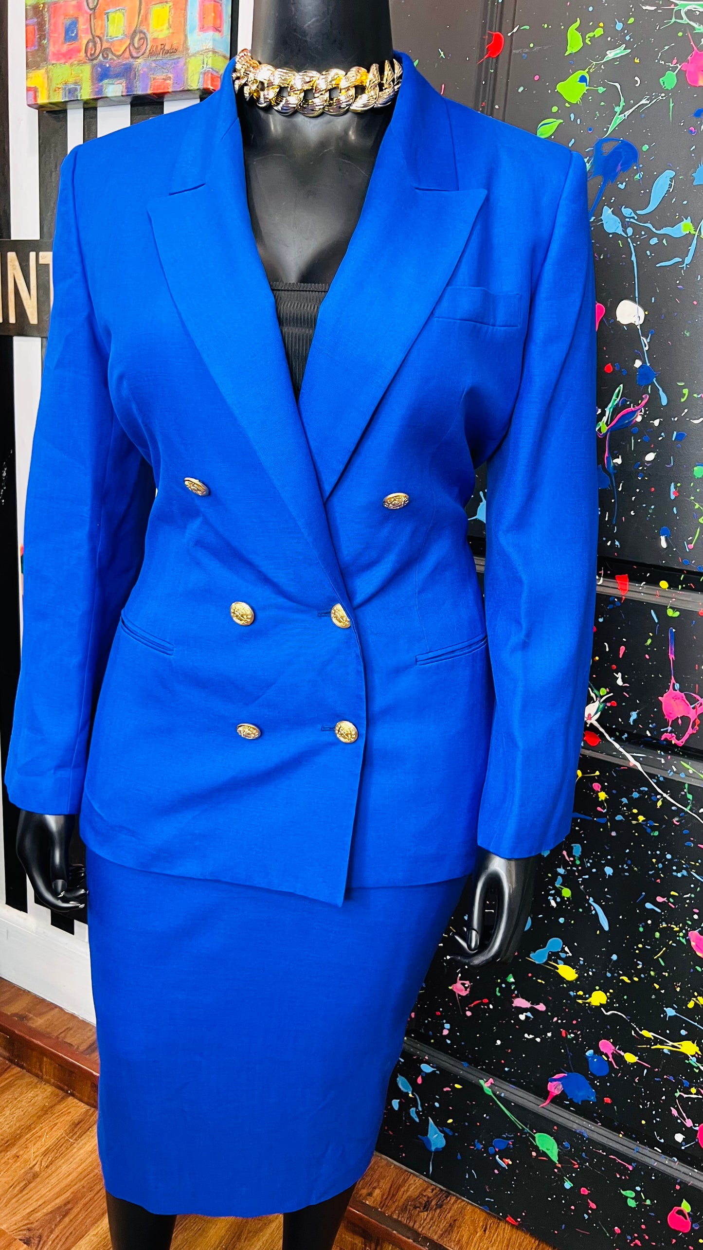 Vintage Cobalt Blue Skirt Suit (16)