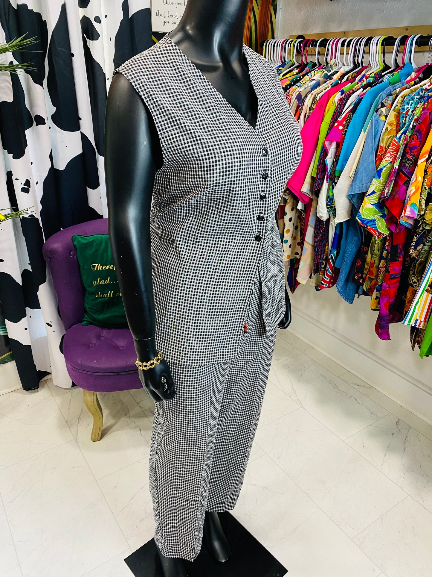 Vintage B&W Sleeveless Pants Set