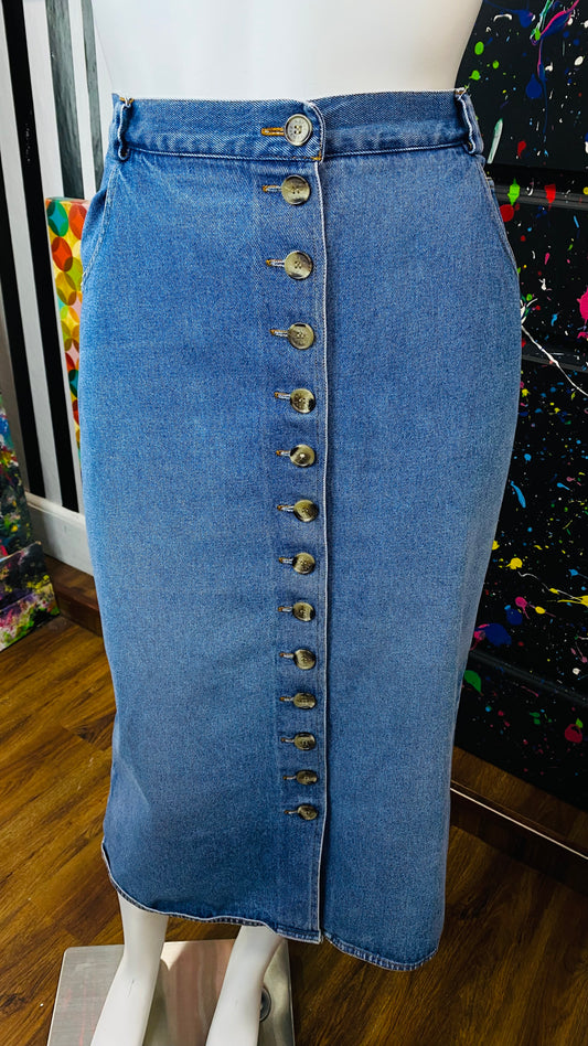 Vintage Denim Front Button Skirt (18W)
