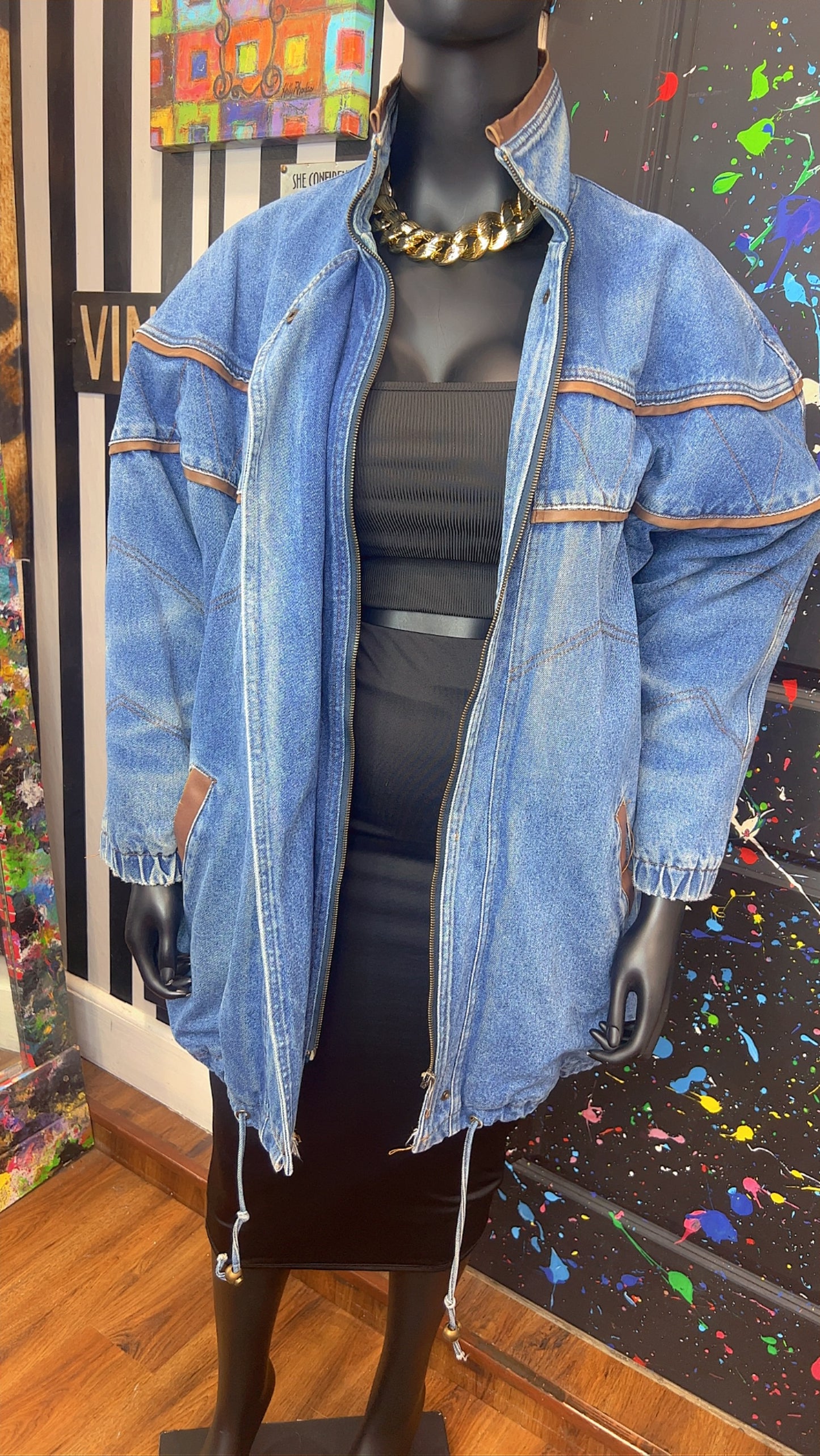 Vintage Denim & Faux Leather Trim (22/24)