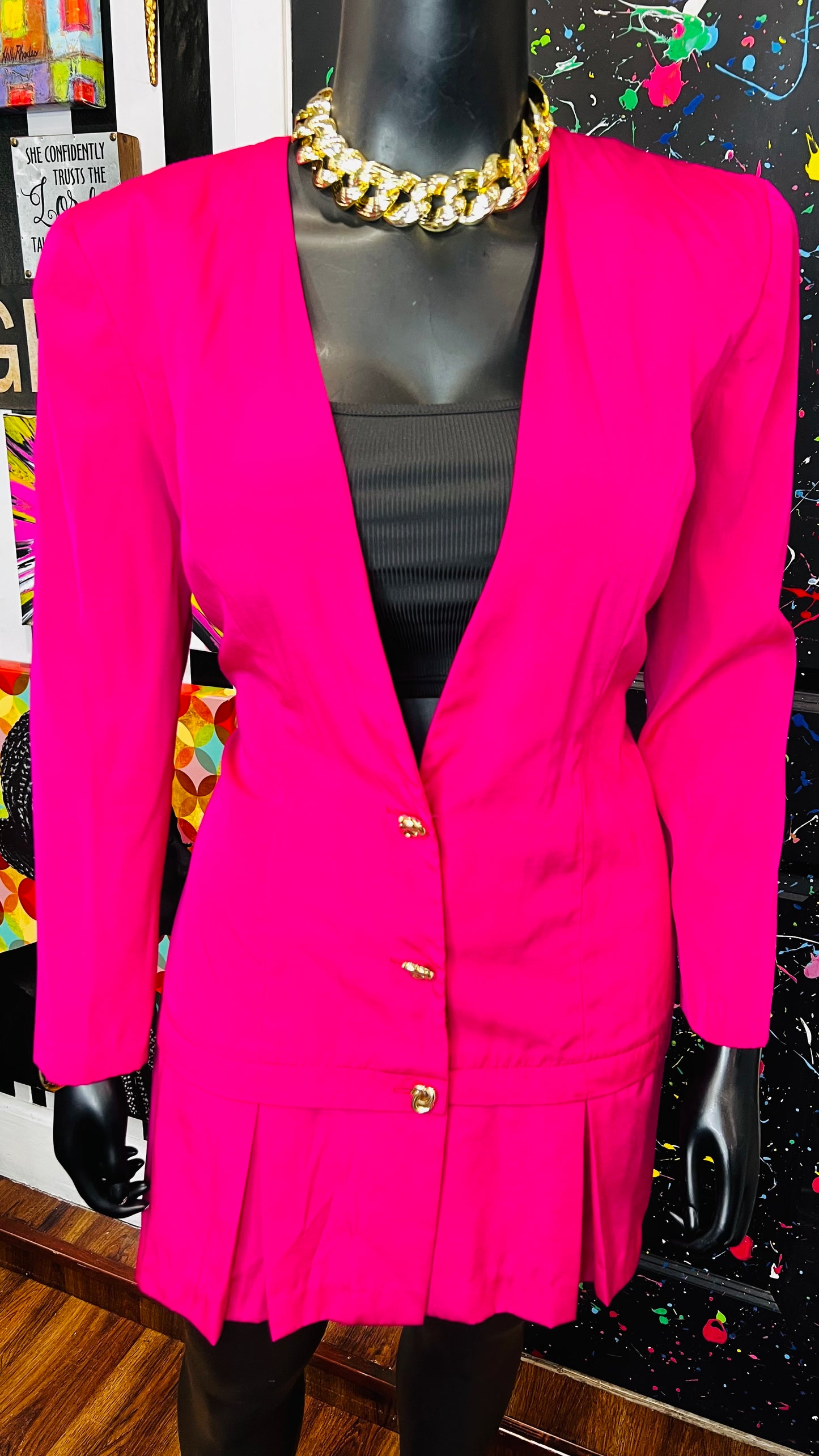 Vintage Pink Pleated Bottom Dress (15/16)