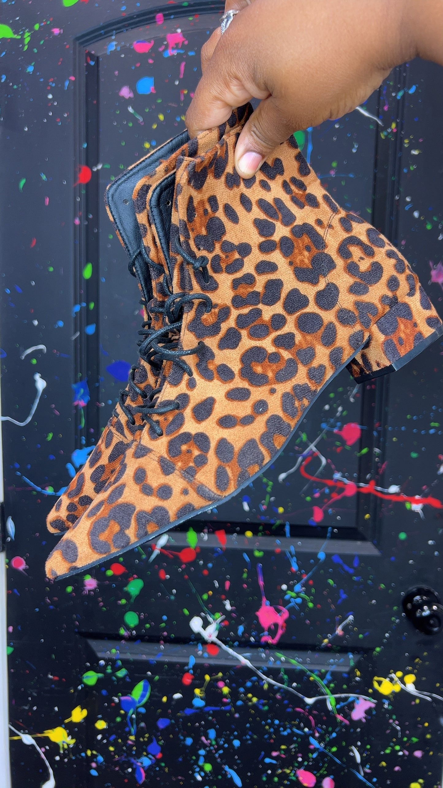 Cheetah Print Lace Up Boots (11)