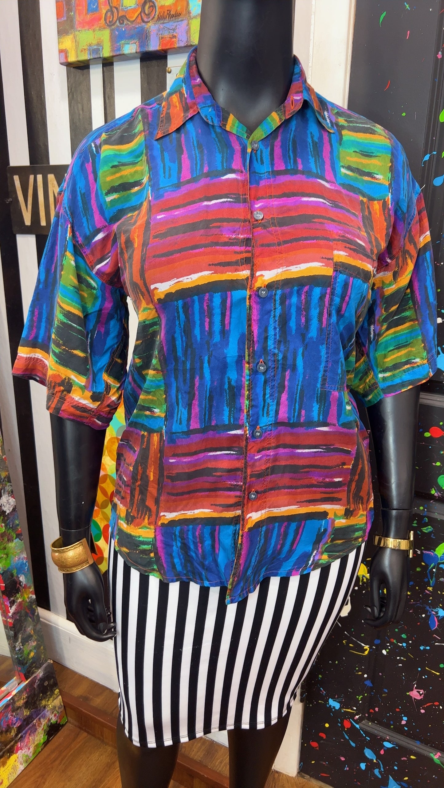 Vintage Abstract 90’s 100% Silk Blouse (16)