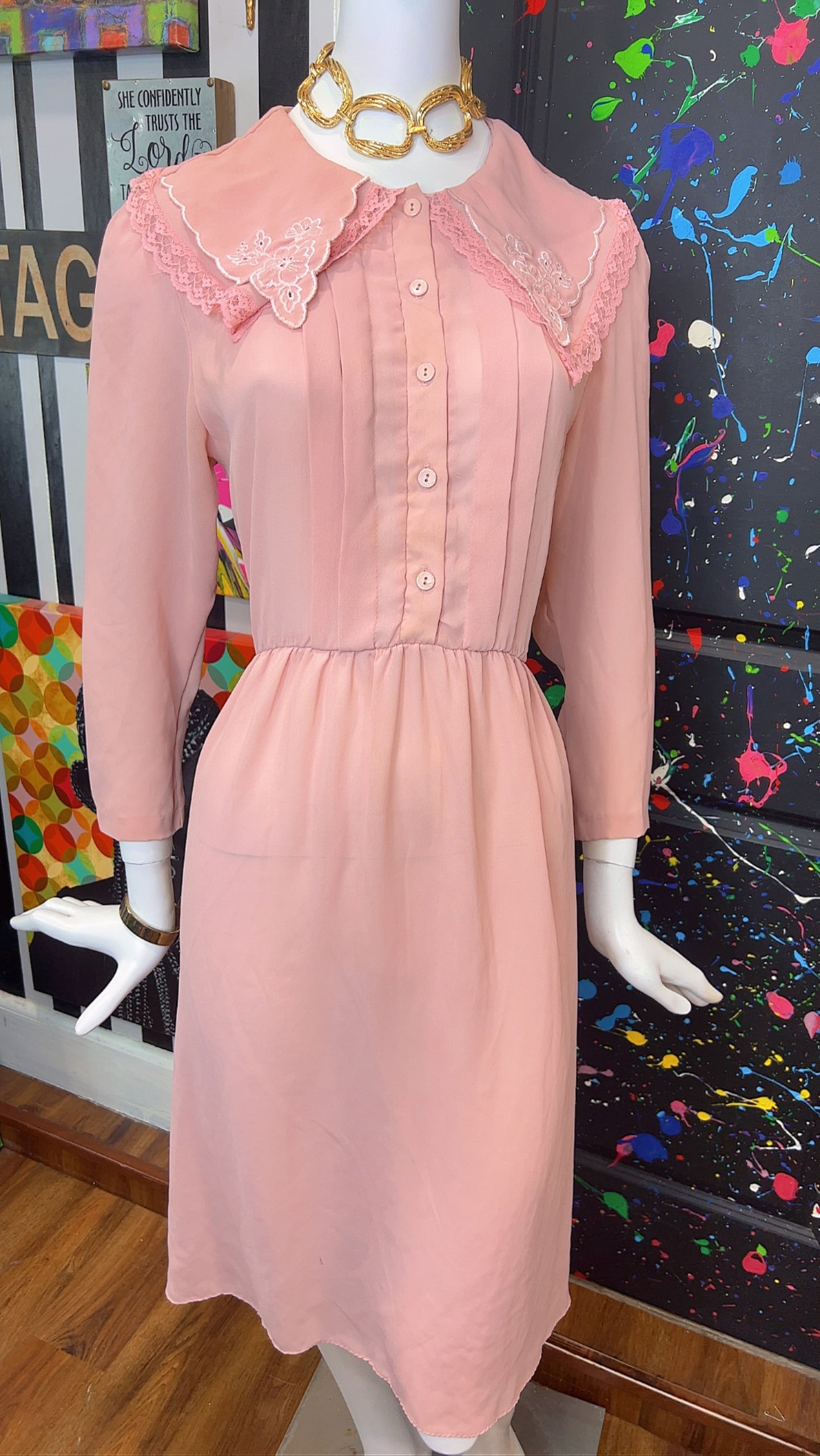 Vintage Blush Pink Dress (14)