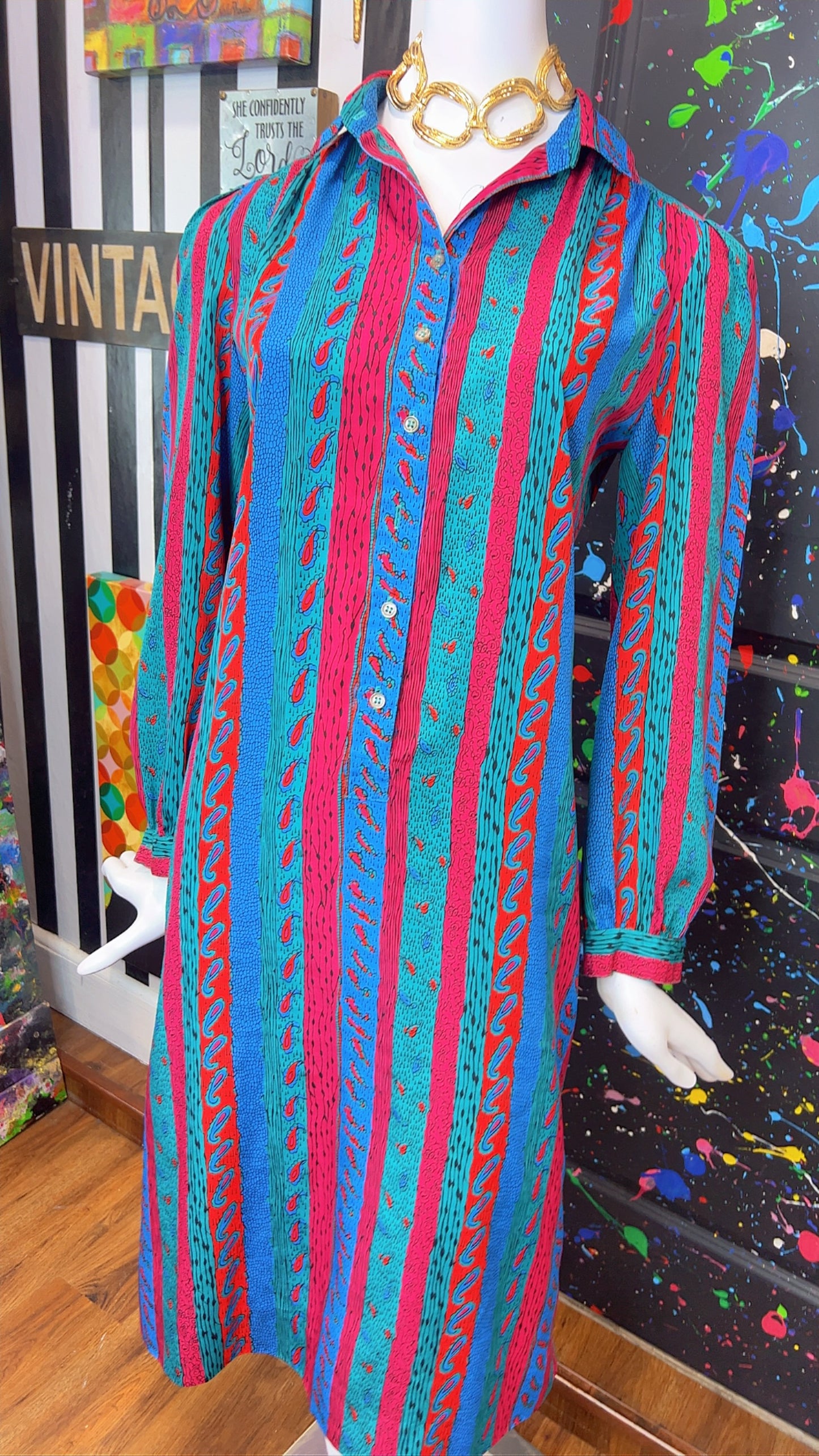 Vintage Paisley Print Dress (14)