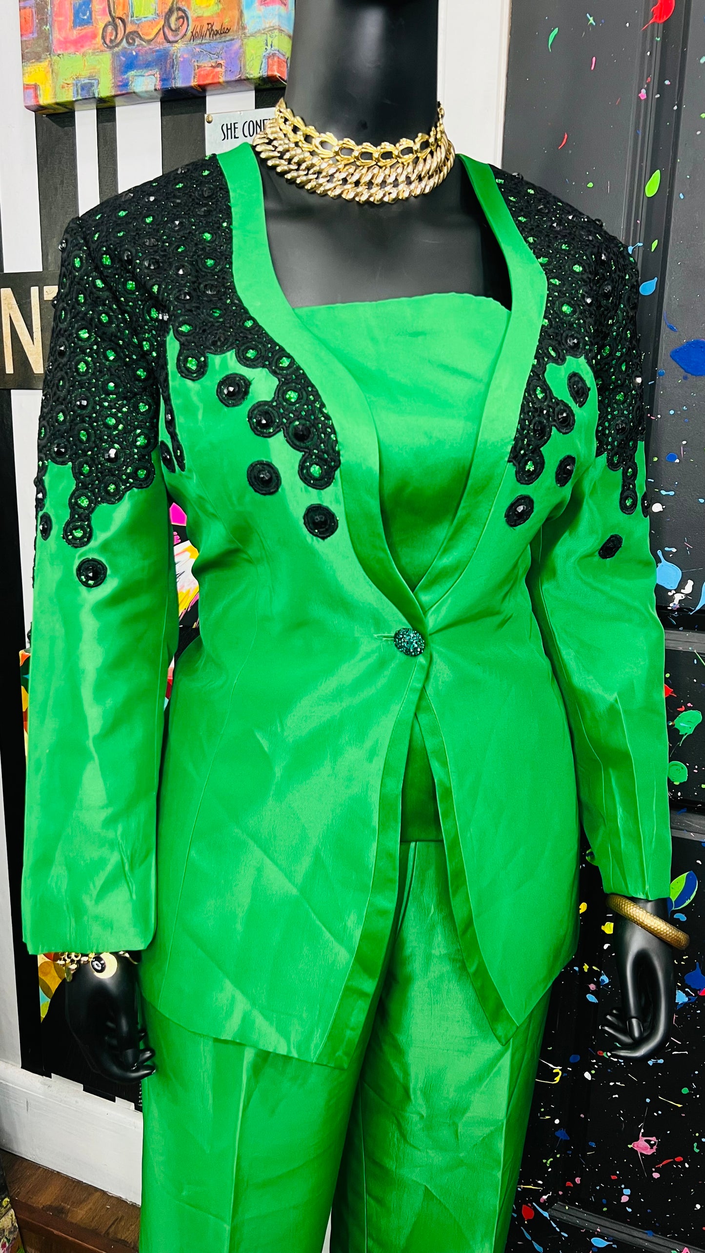 Vintage Green & Black Suit (22)