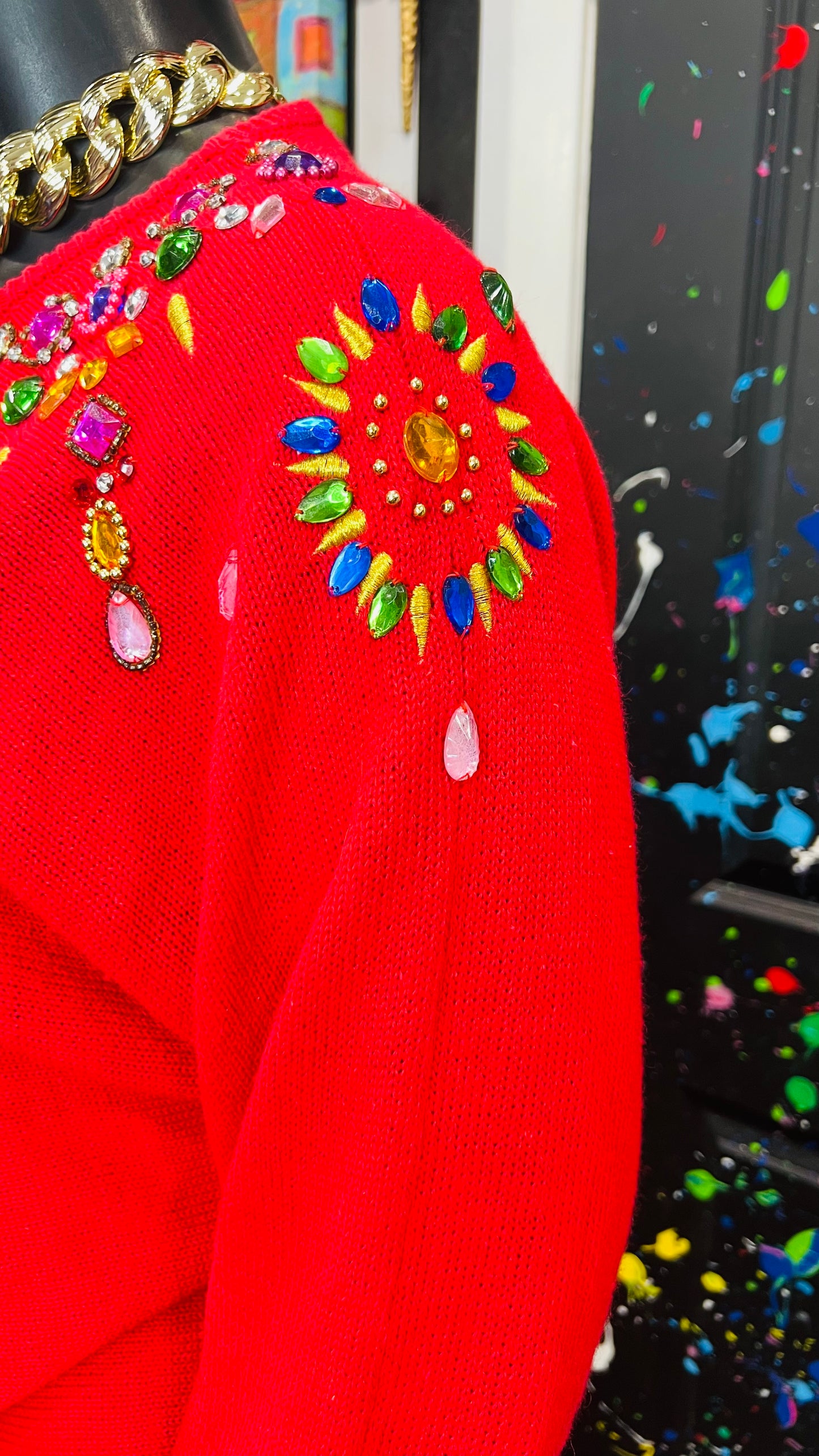 Vintage Red Jewel Sweater (22)
