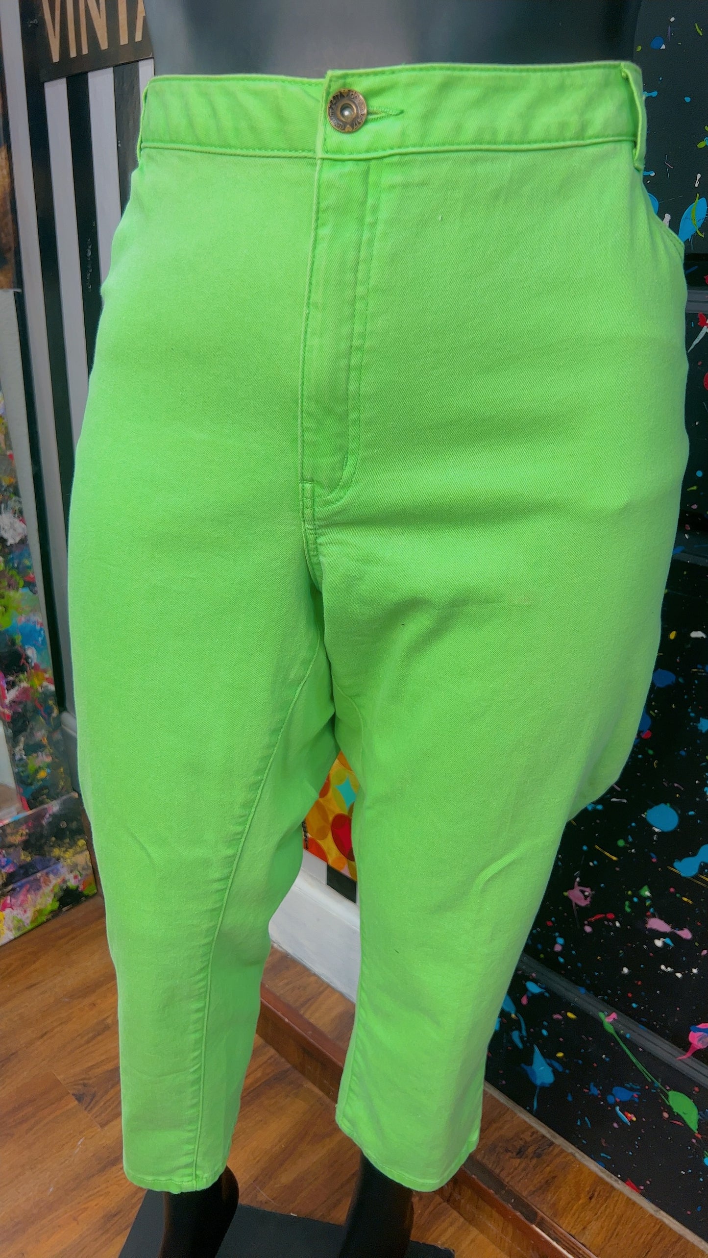 Vintage Green Jeans -Does Stretch (24W)