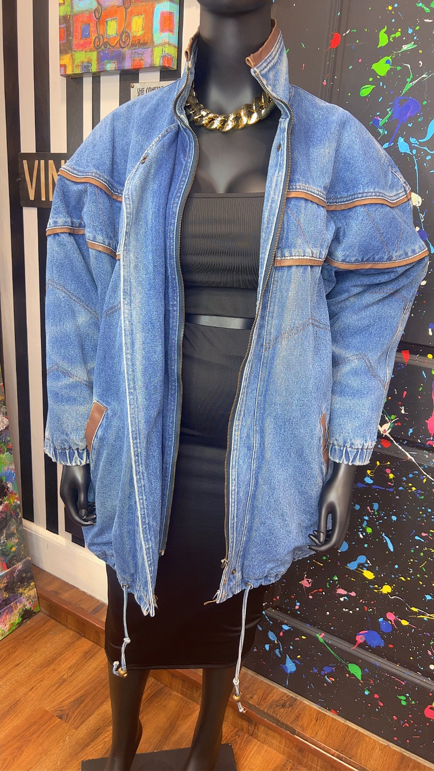 Vintage Denim & Faux Leather Trim (22/24)