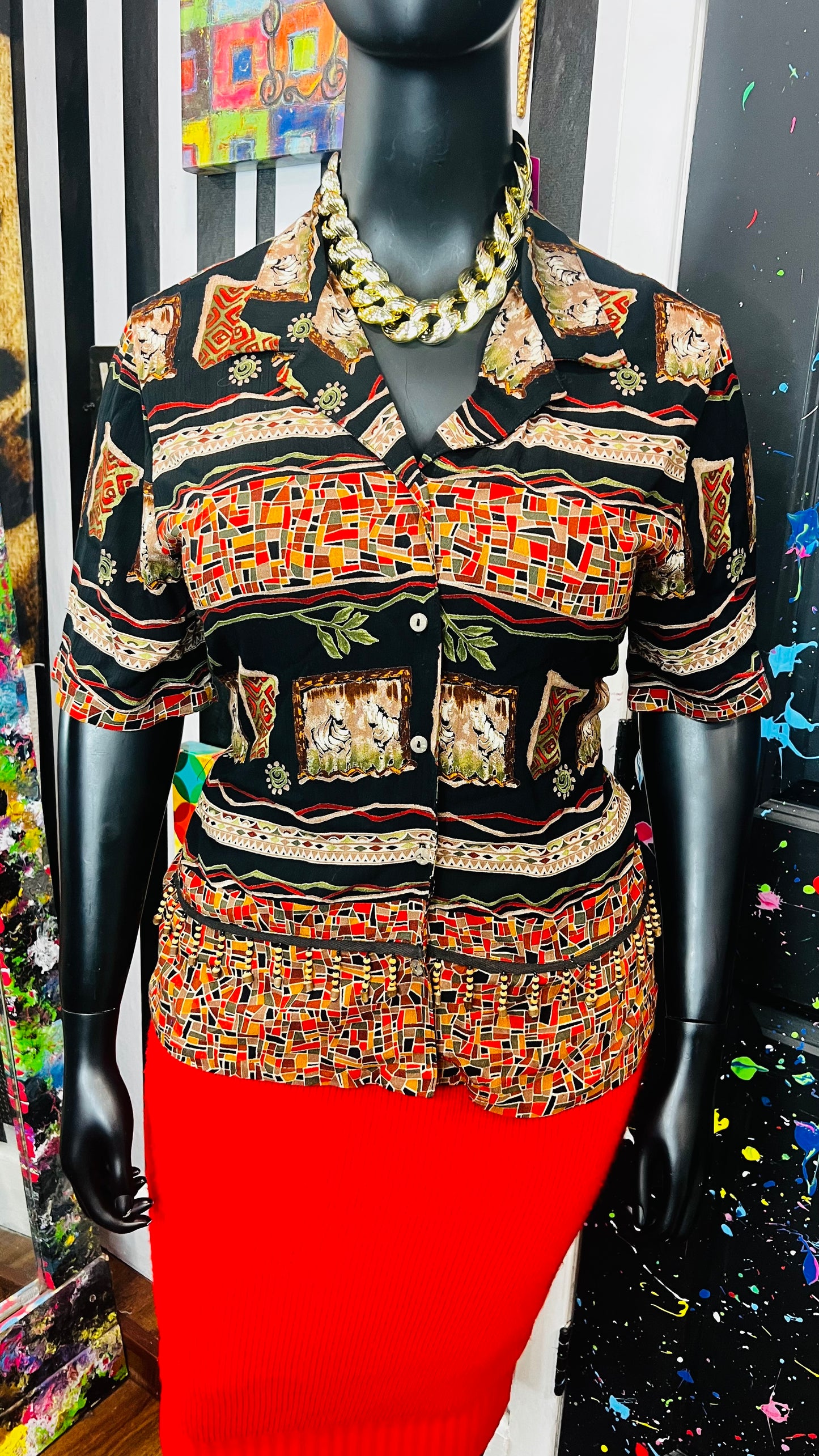 Vintage Safari Cropped Blouse (14)