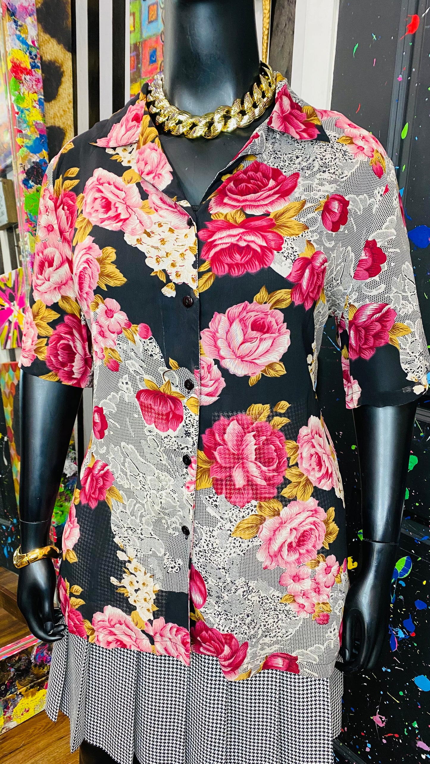 Vintage Sheer Mixprint Blouse (22)