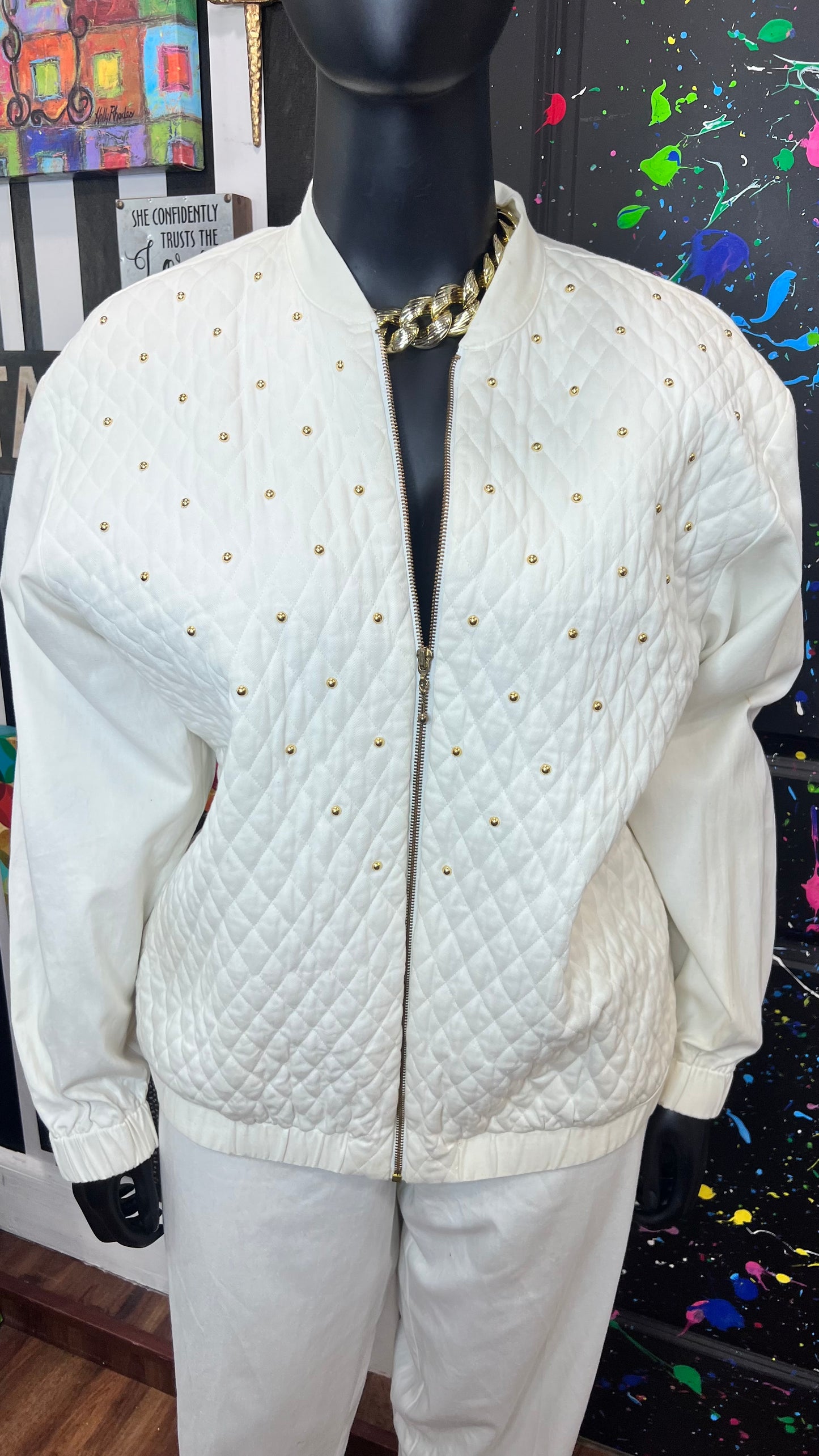 Vintage White & Gold Studds Pants Set (20)