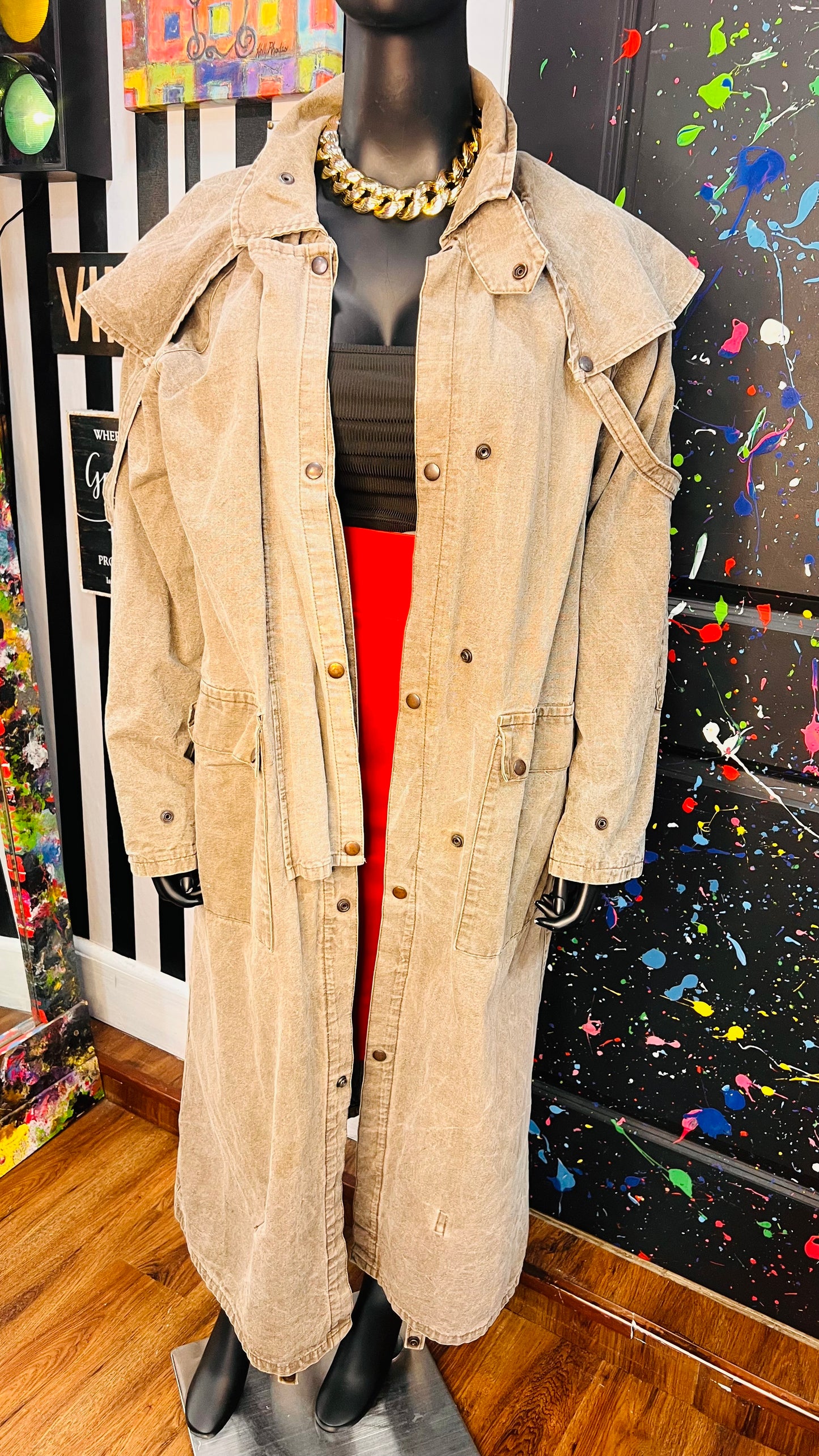Vintage Denim Distressed Trench Coat (18)