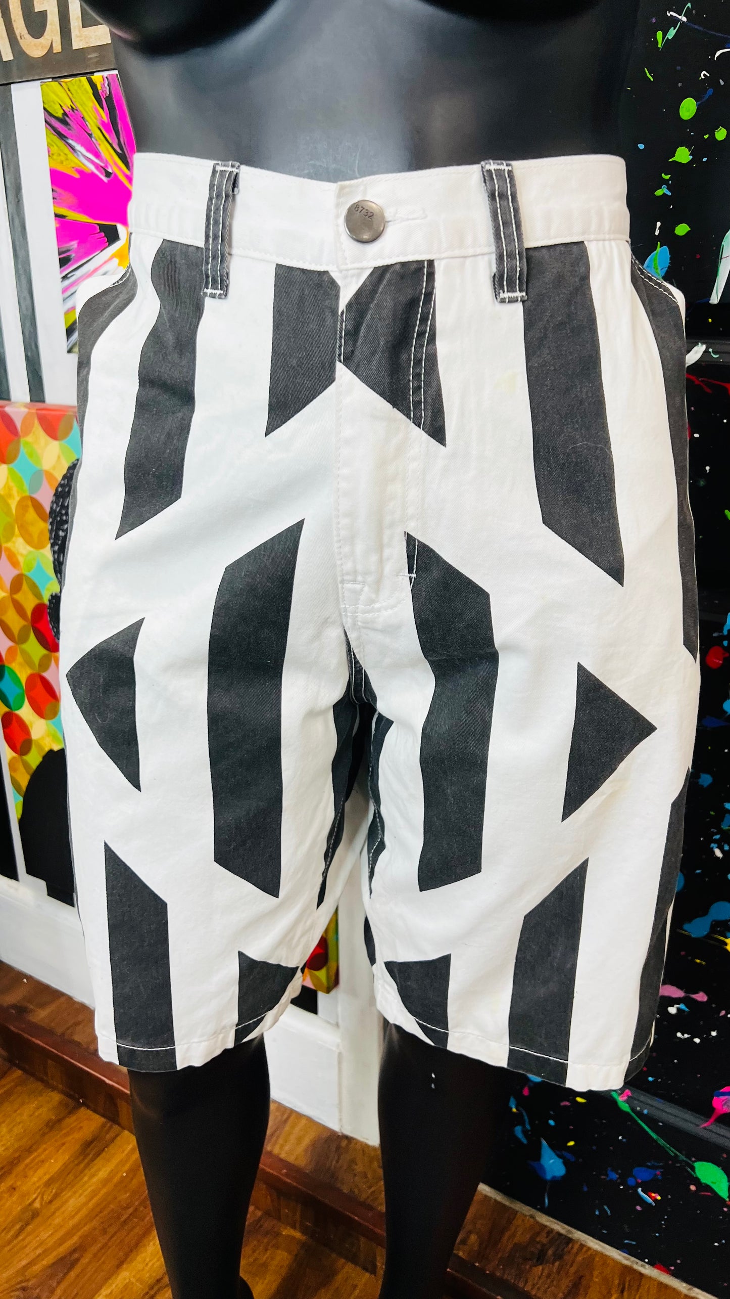 Vintage Denim Black & White Shorts (16)