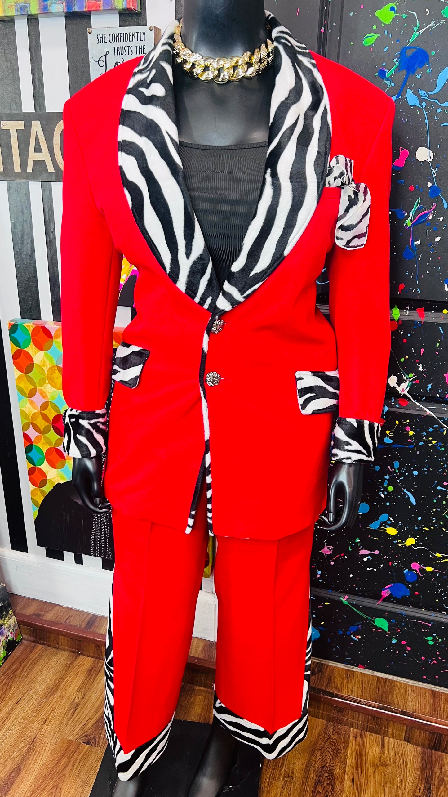 Red & Zebra Pants Suit (16)