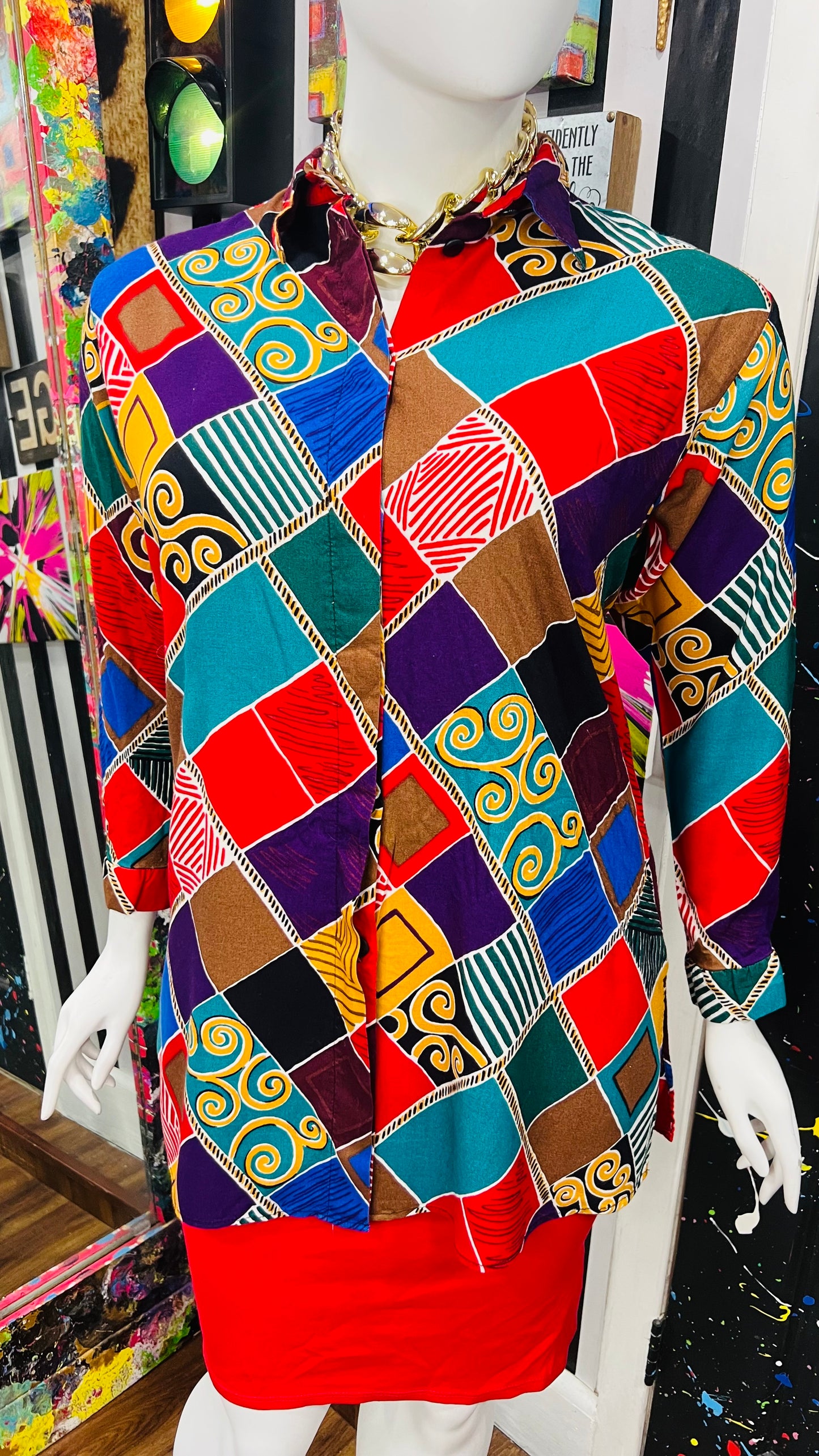 Vintage Rayon Abstract Blouse (22/24)