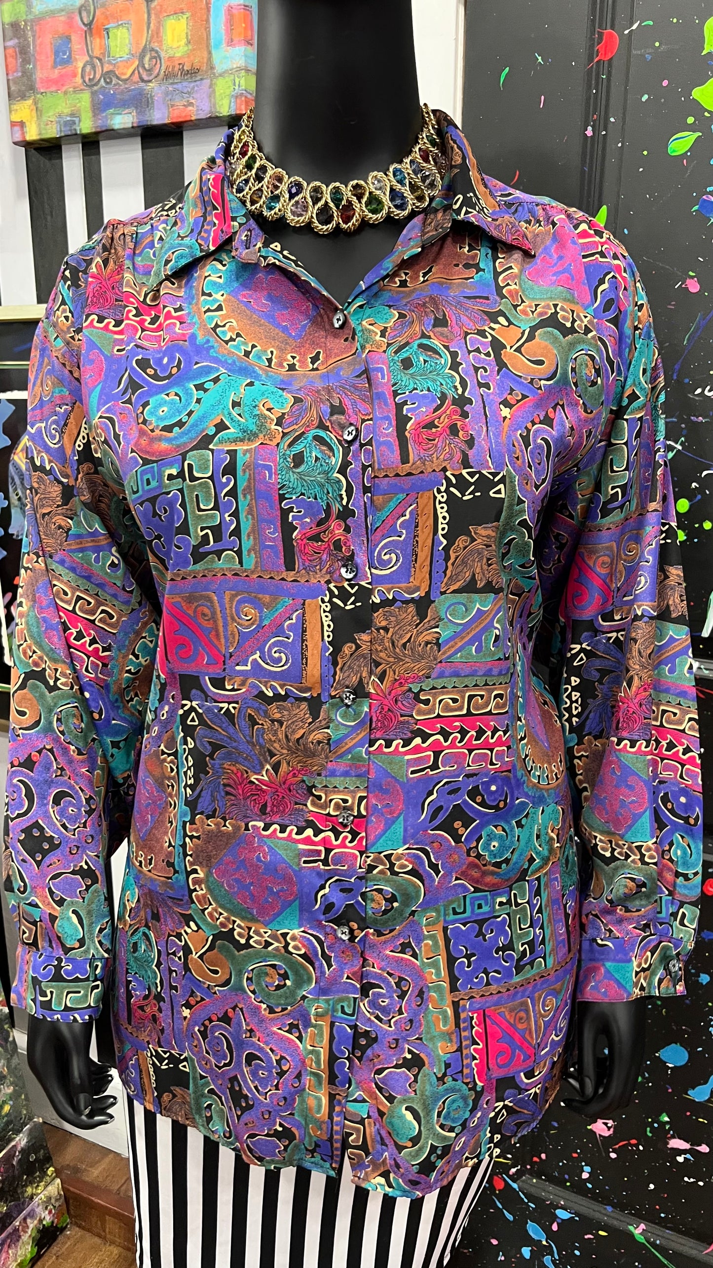 Vintage Abstract 90’s Blouse (22W)