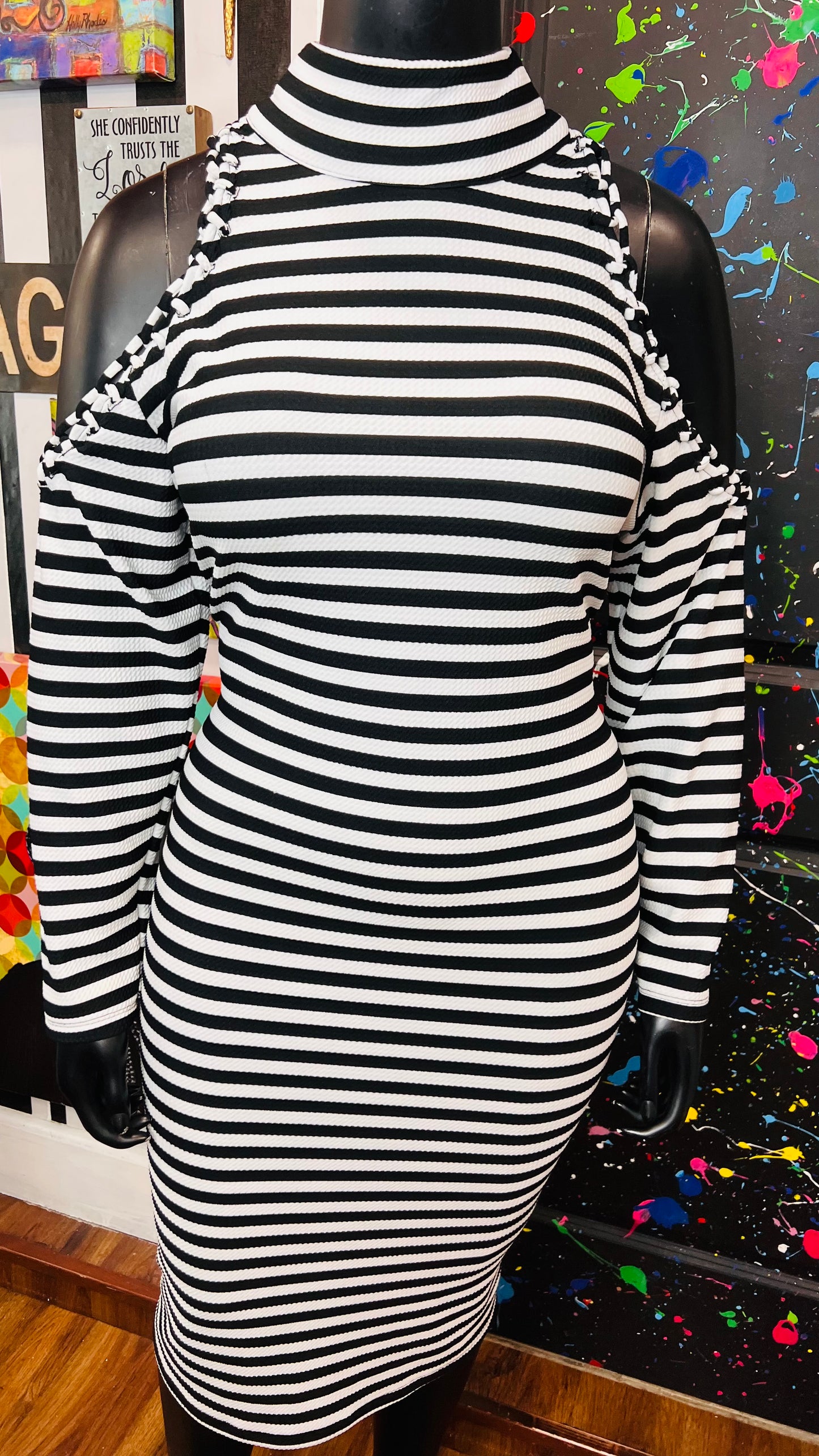 Ashley Stewart Striped Open Shoulder Dress (18/20)
