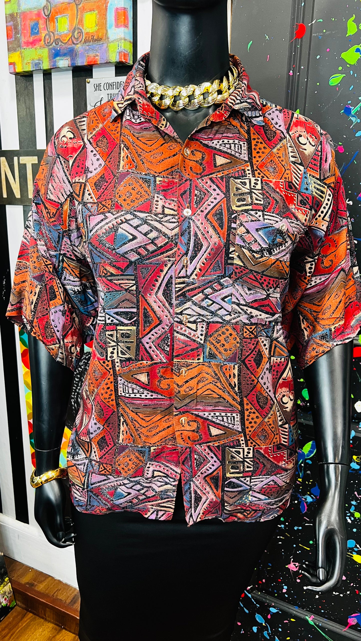 Vintage Rayon Abstract Blouse (22)