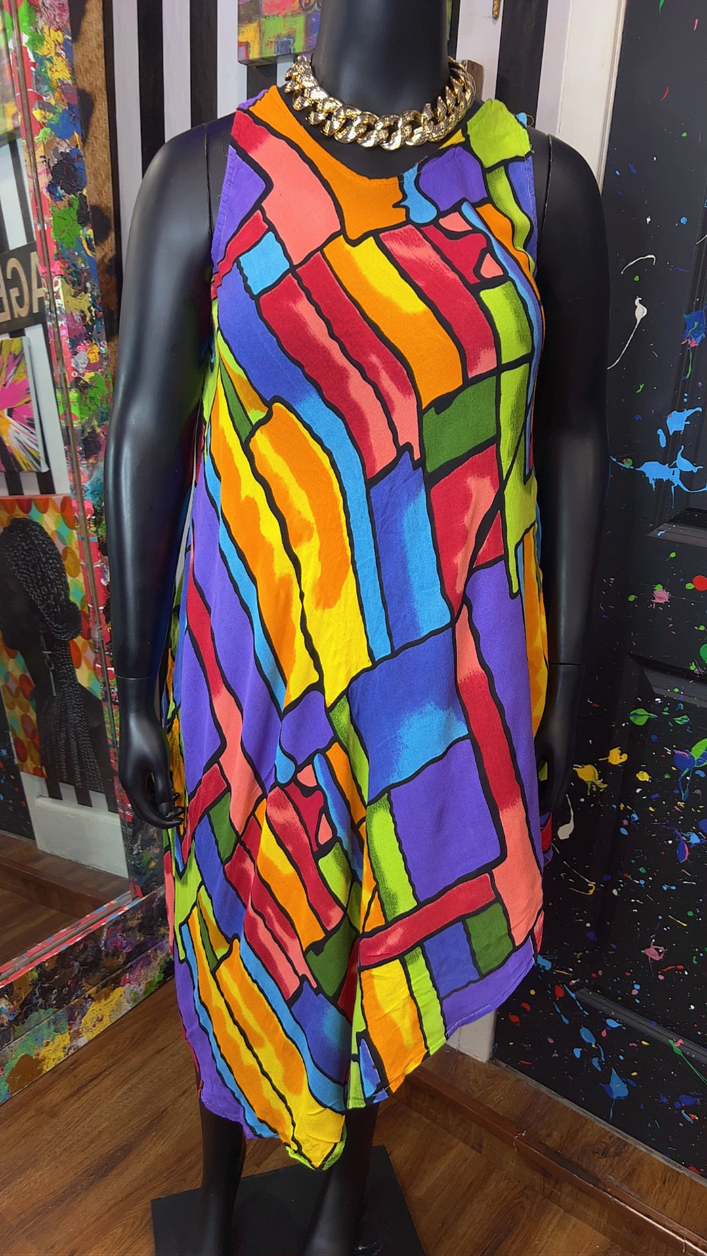 Vintage Rayon Abstact Tunic/Dress (16)