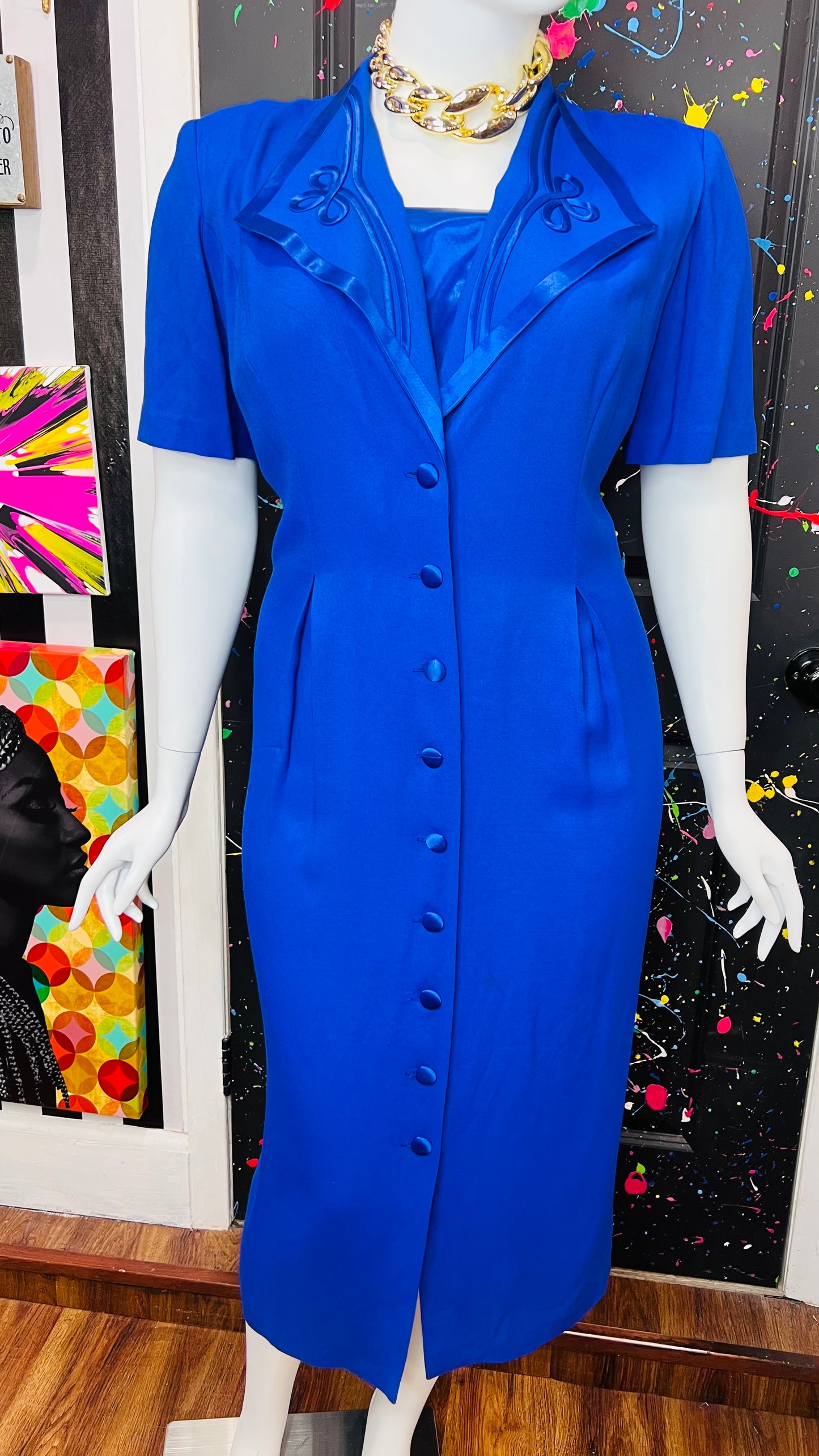Vintage ‘Blues’ Statement Dress (20W)