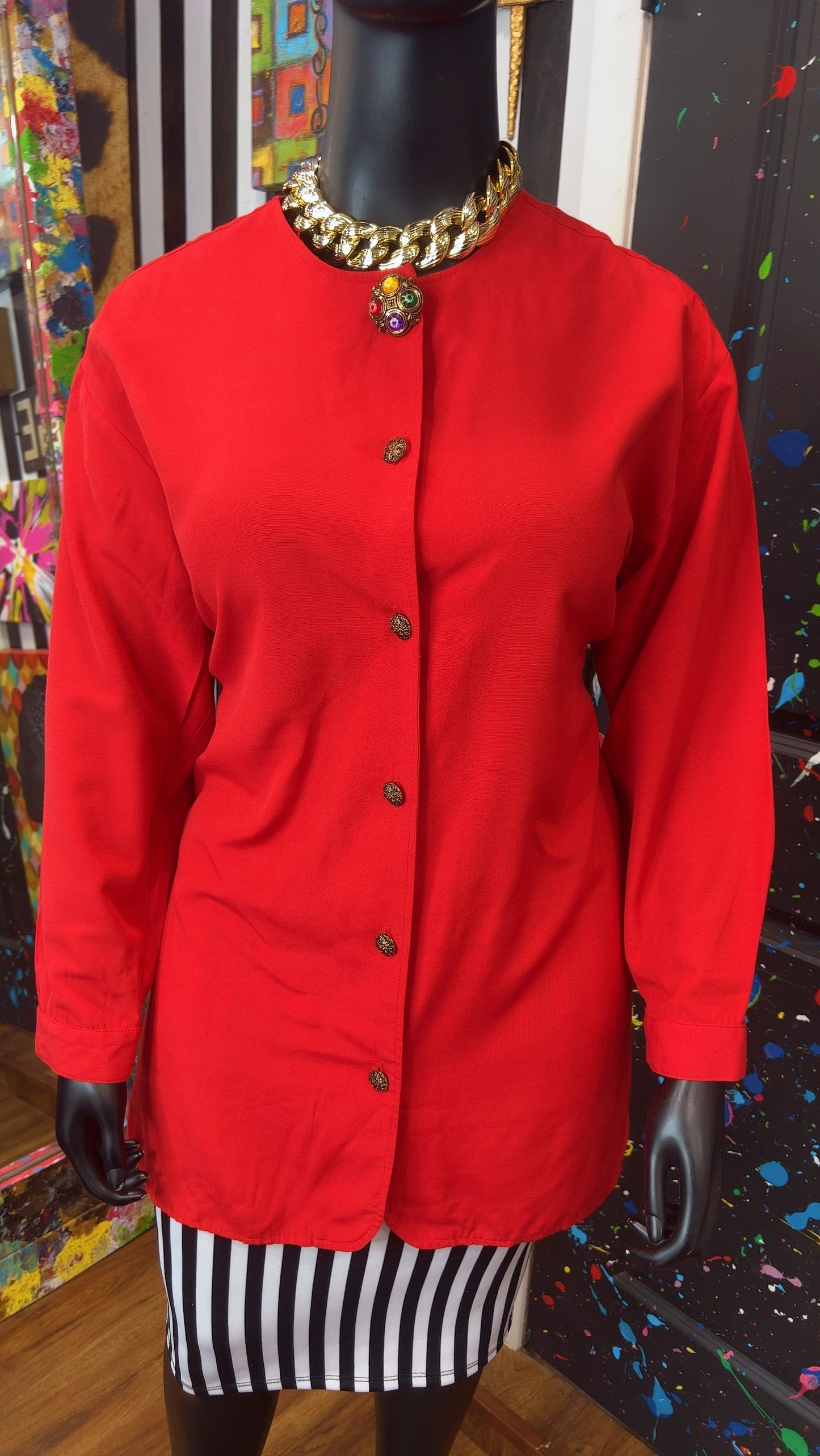 Vintage Red Blouse w/ Jewel Blouse (18)