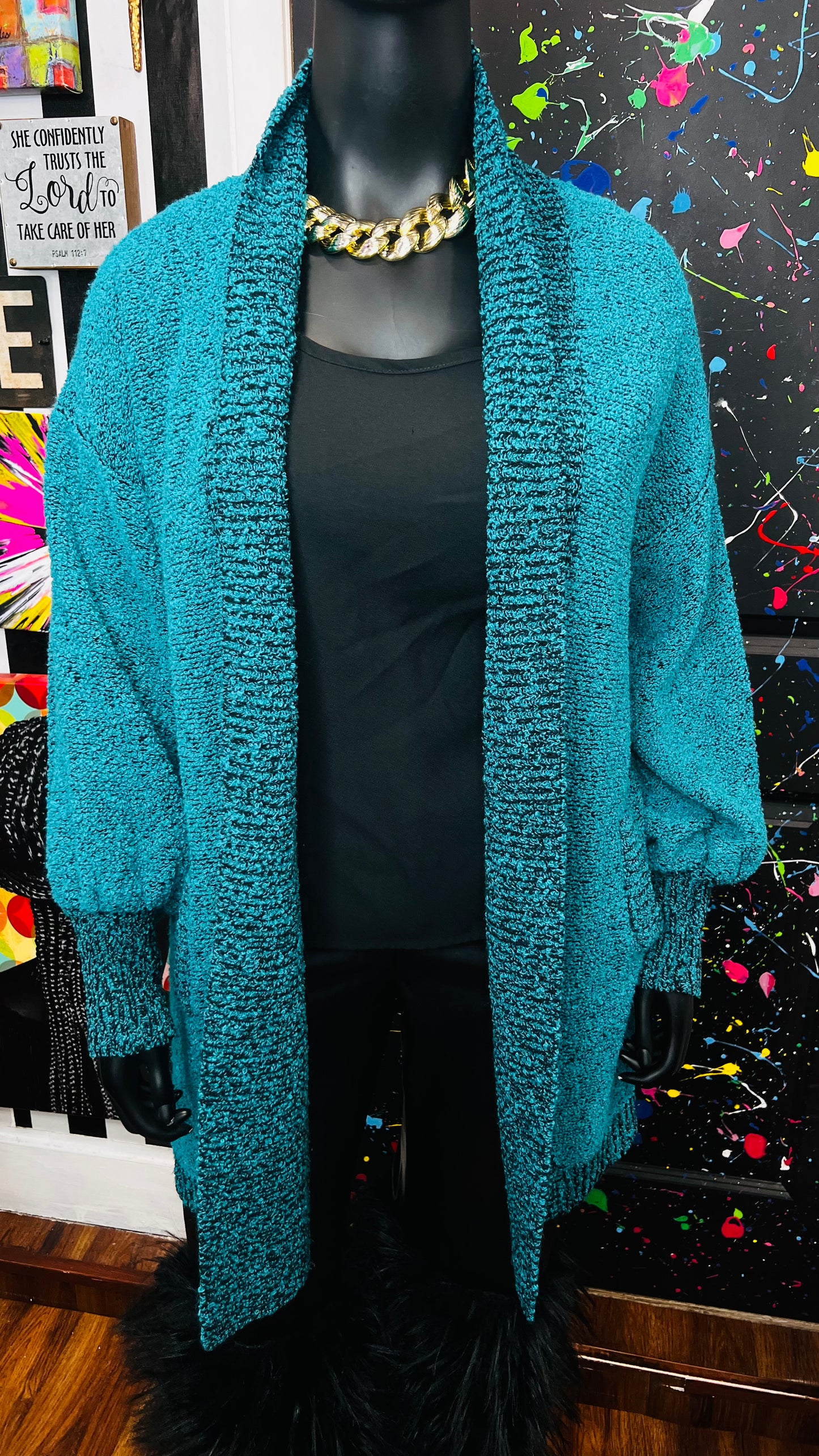 Vintage Comfy Cardigan - Teal (OS)