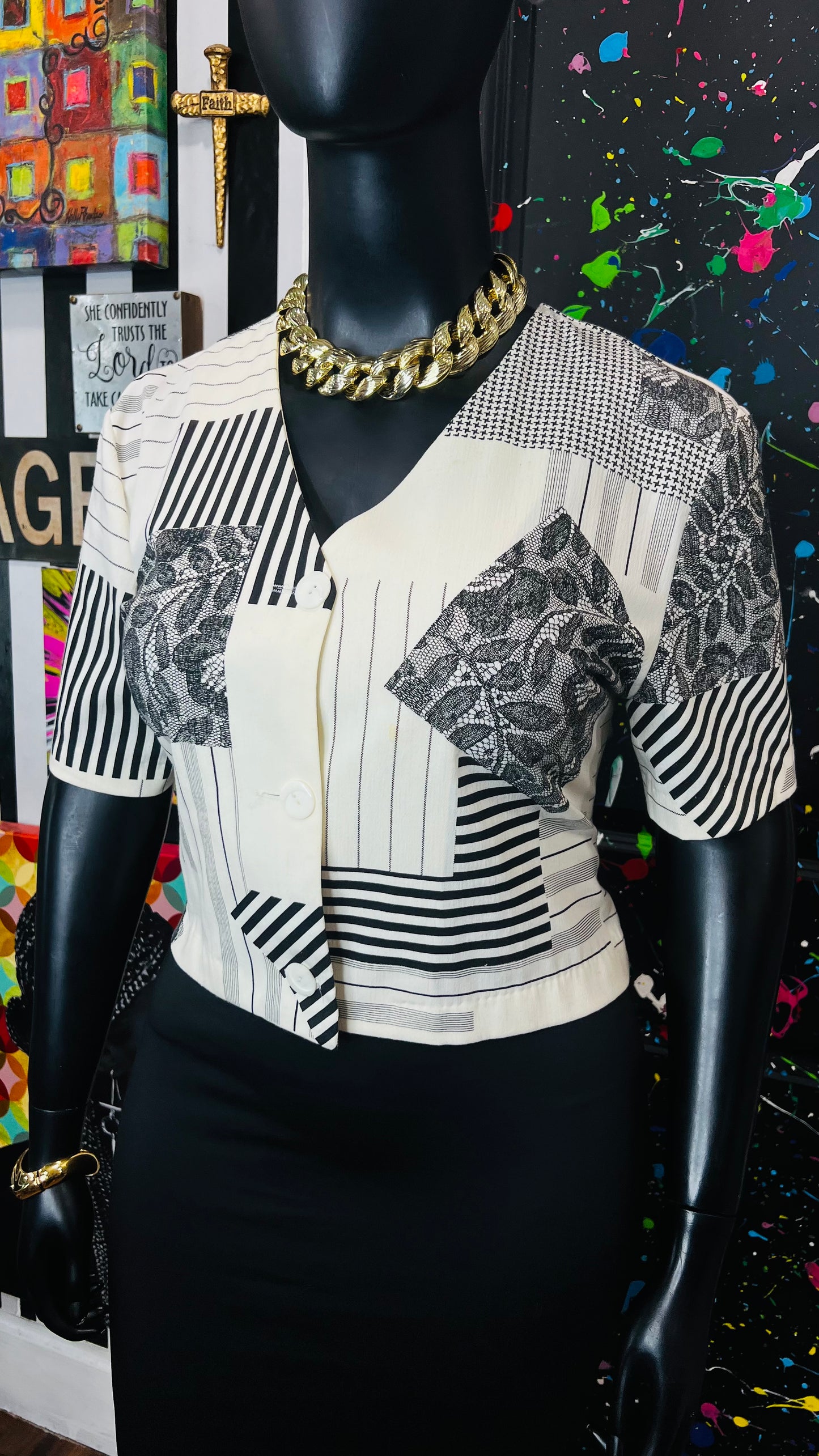 Vintage Cropped Piano Blouse (14)