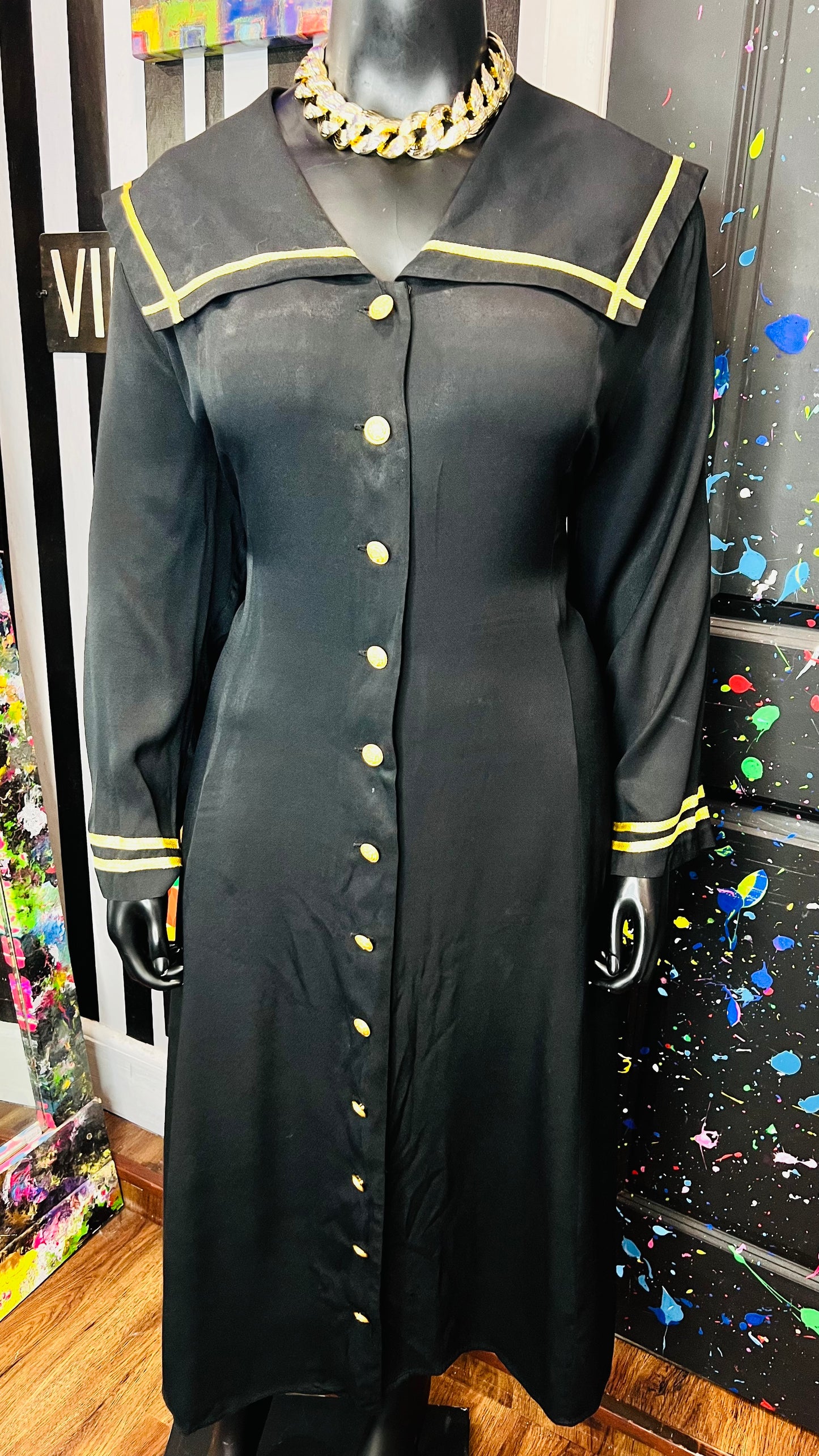 Vintage Black & Gold Sailor Dress (24)