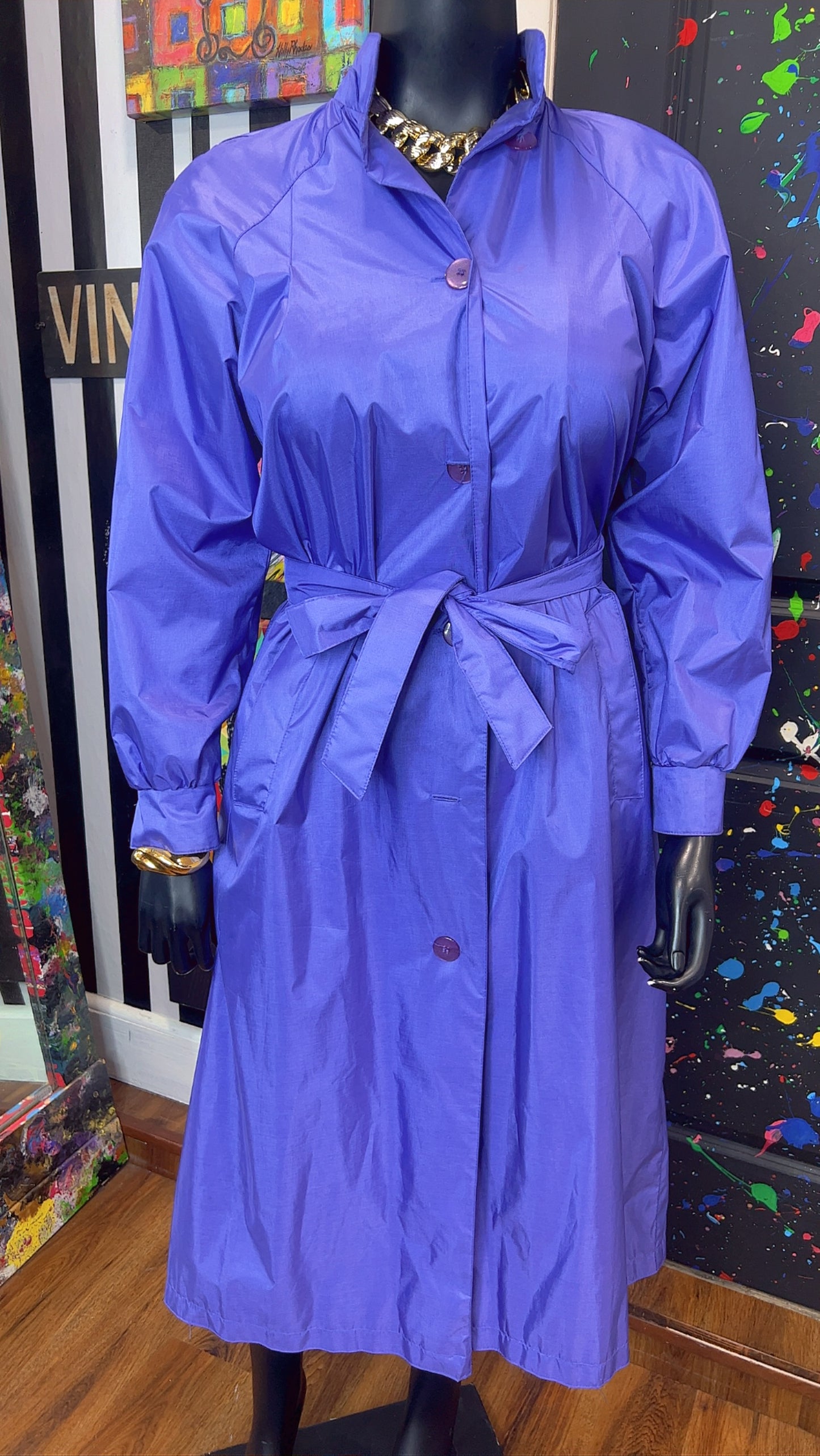 Vintage Purple Trench Raincoat (12)