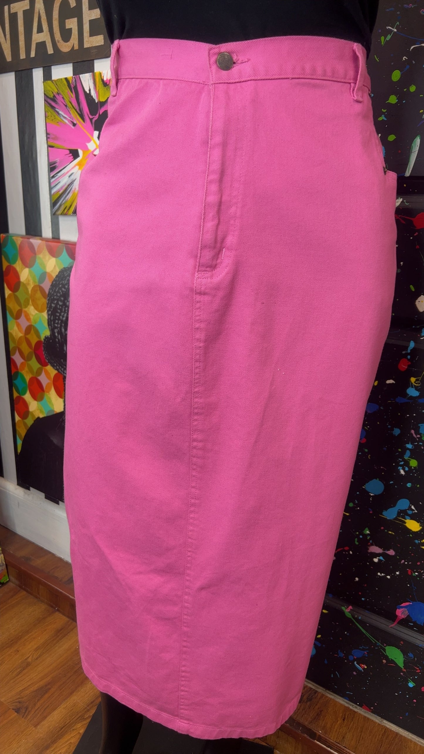 Vintage Pink Denim Skirt (24)