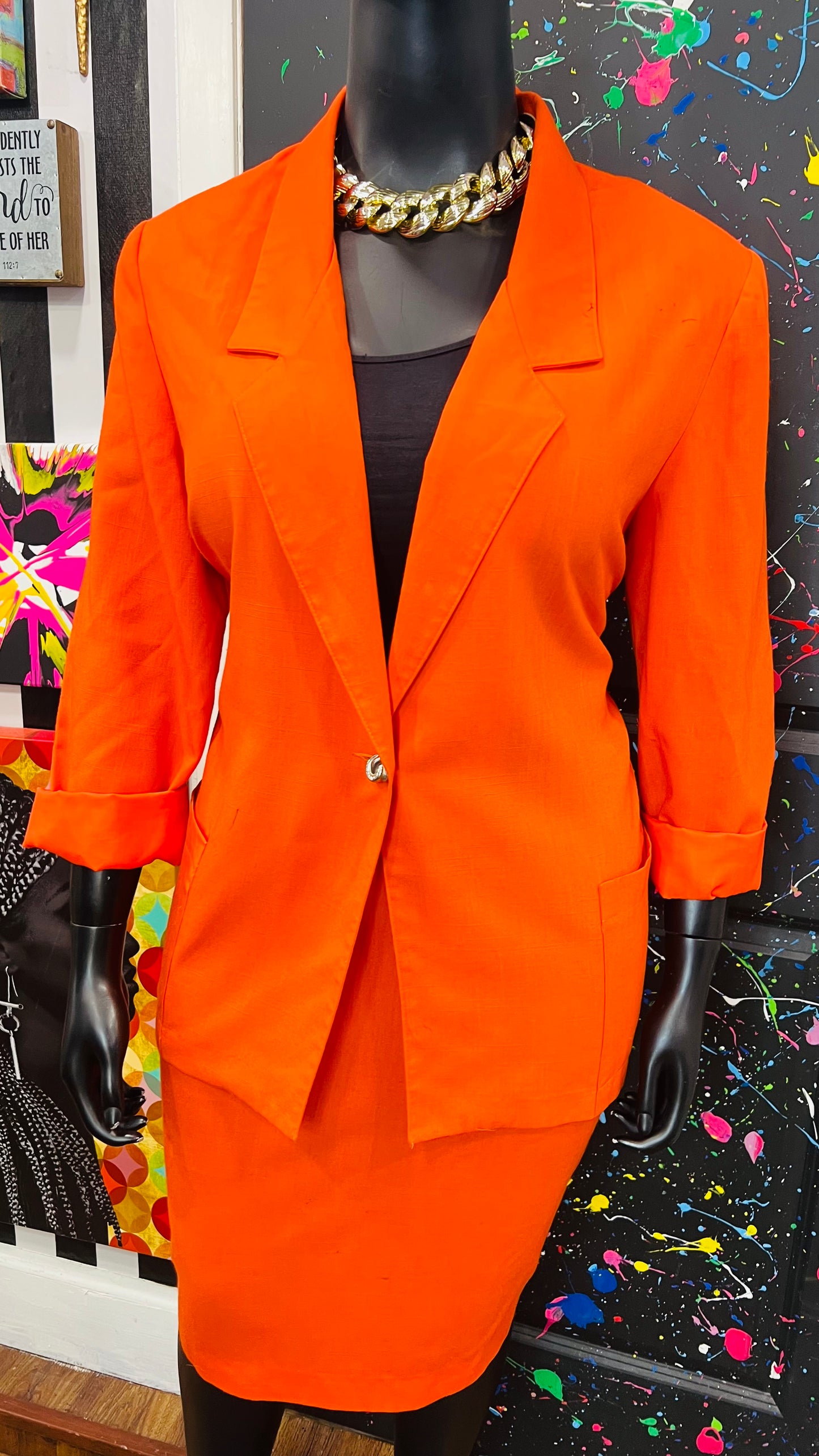 Vintage Orange Skirt Suit (20W)