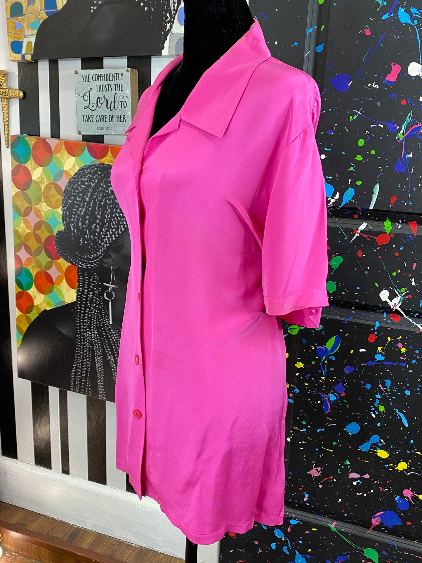 Vintage Pink Short Sleeve Blouse