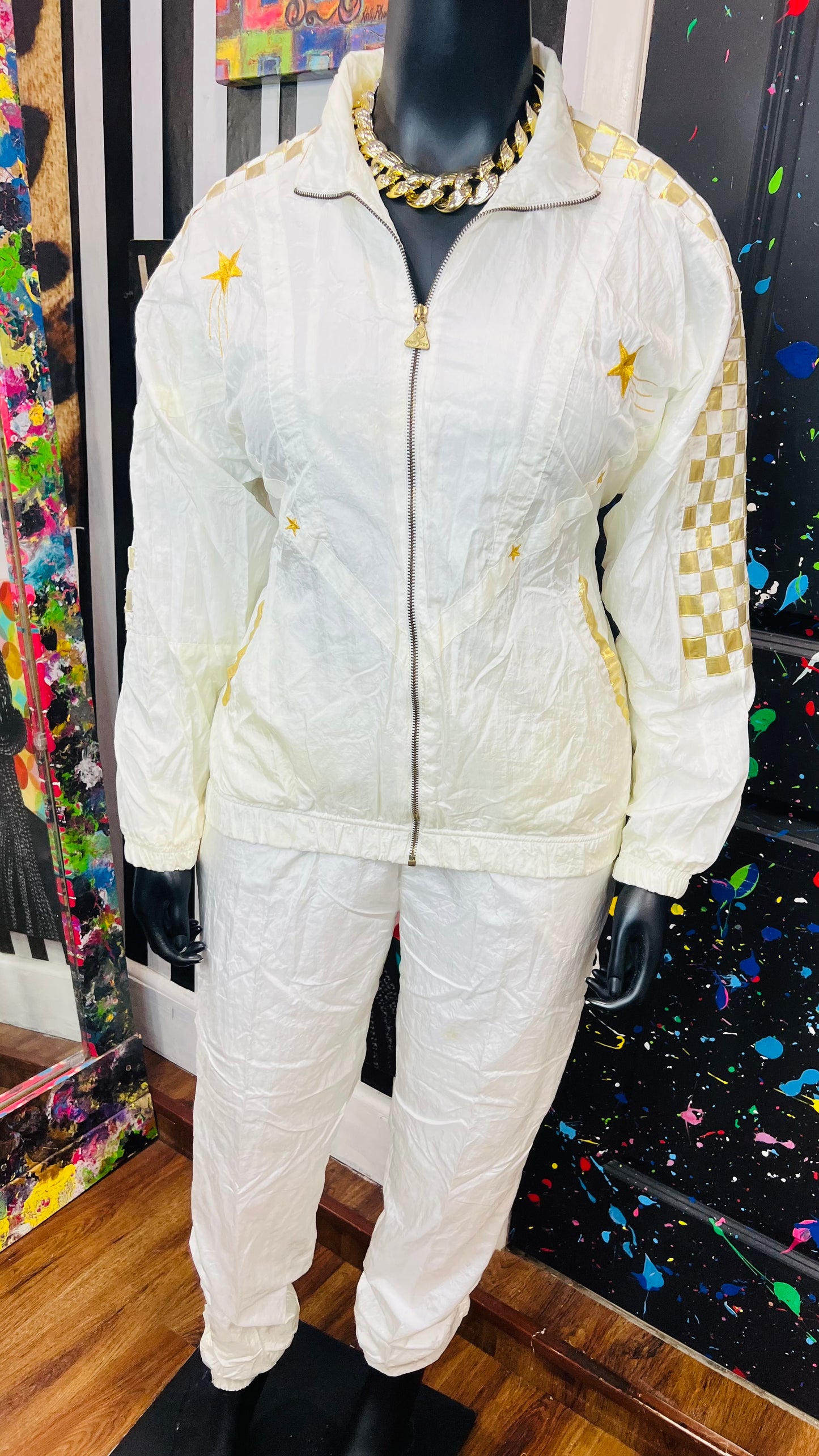 Vintage Windreaker Set - Cream w/Gold Stars (14)