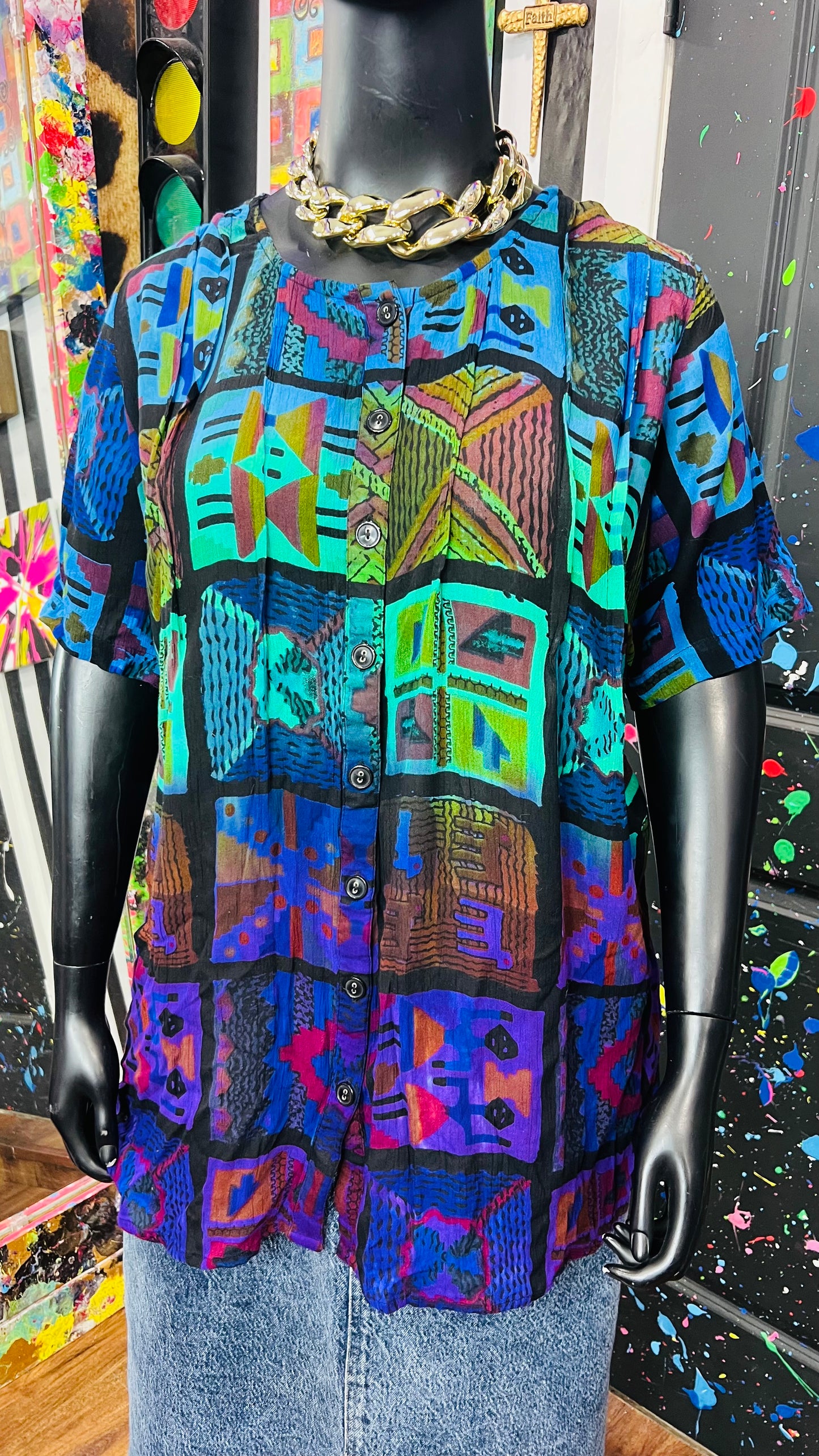 Vintage Abstract 90’s Rayon Blouse (26)