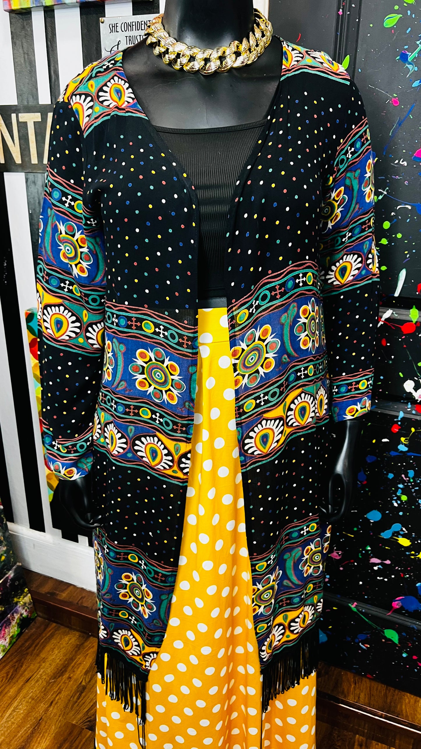 Vintage Abstract Mix Print Duster (12/14)