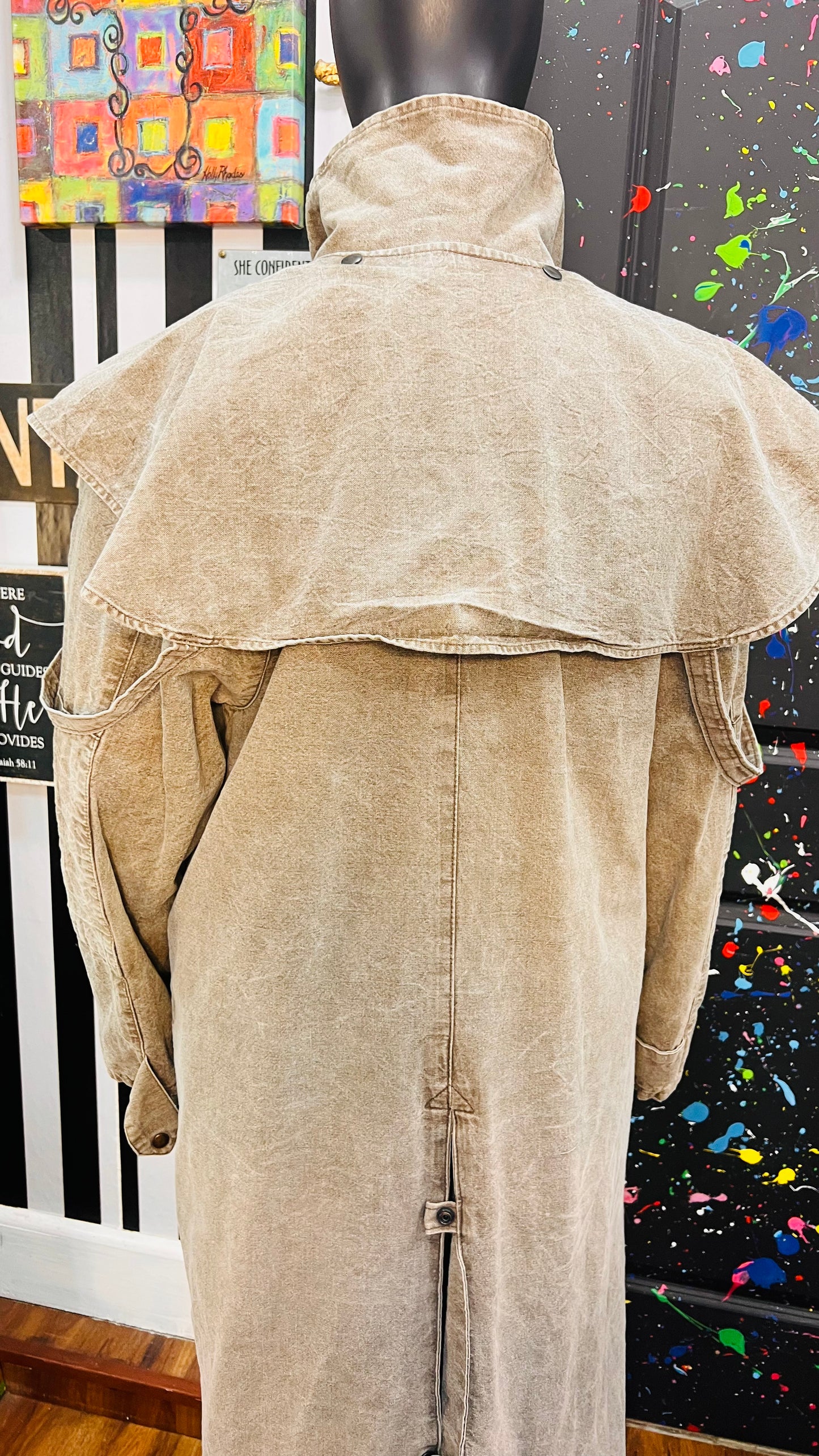 Vintage Denim Distressed Trench Coat (18)