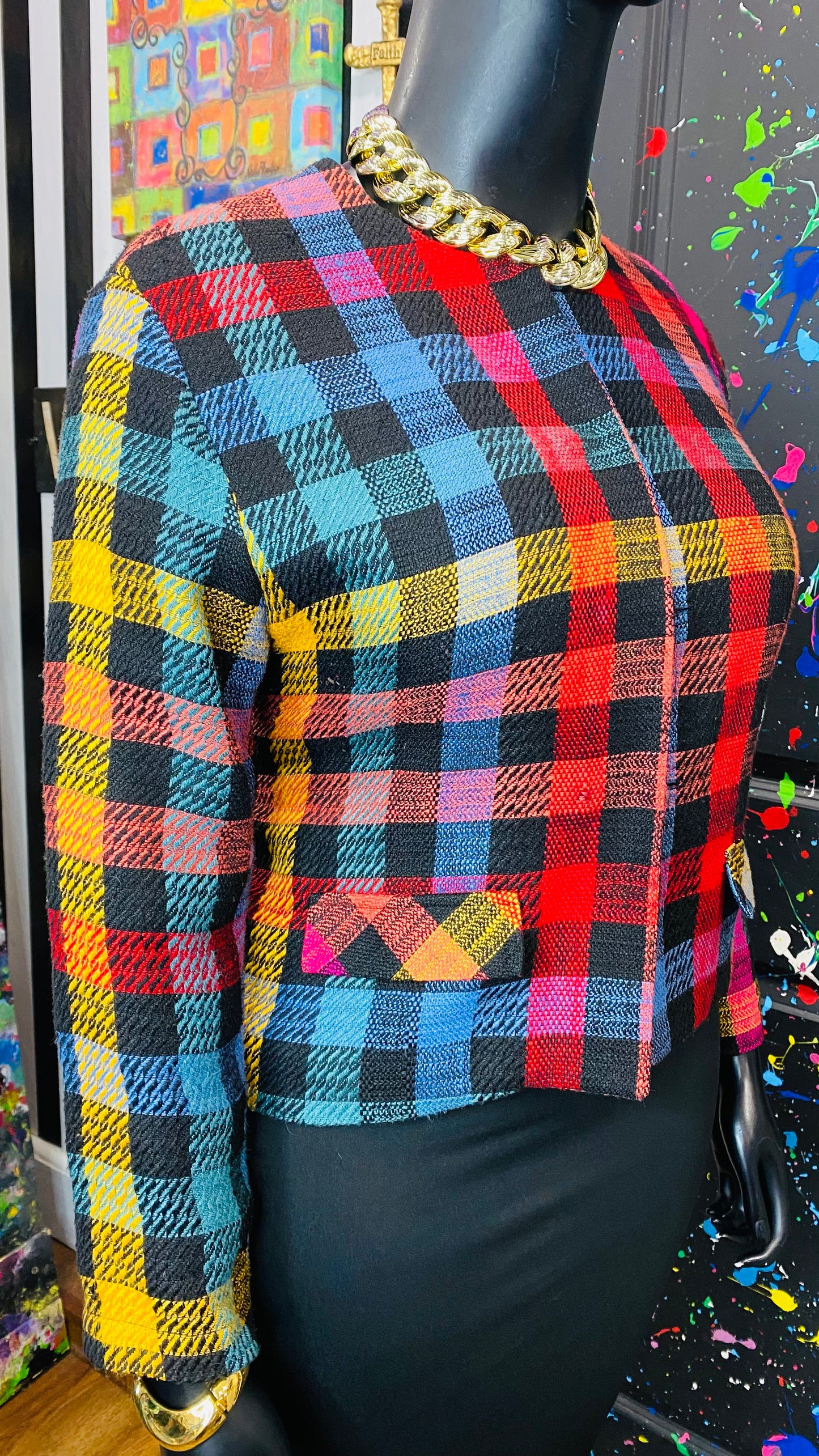 Vintage Carole Little Rainbow Box Cropped Blazer (14)