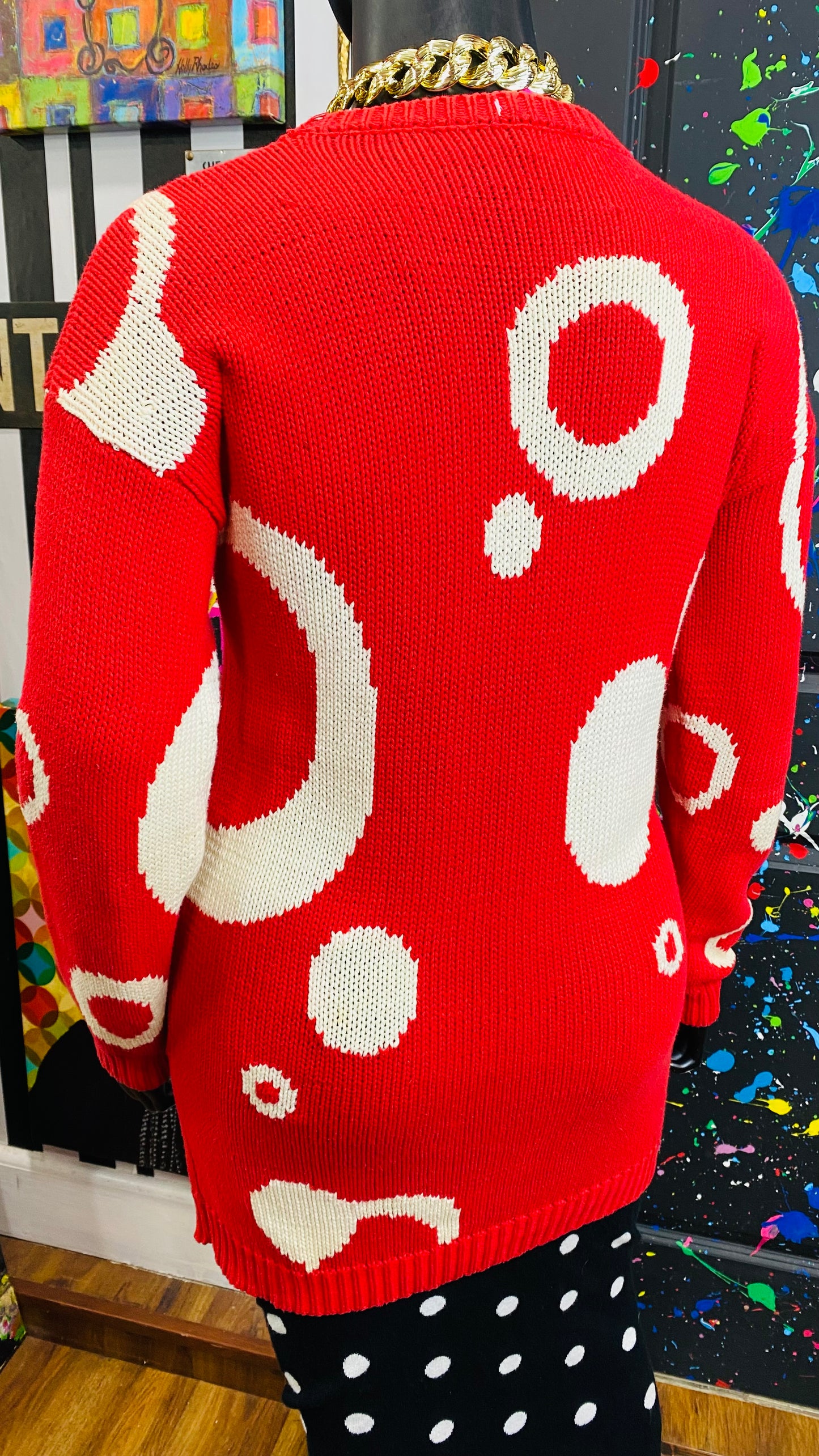 Vintage Red & White Circles Sweater (16)