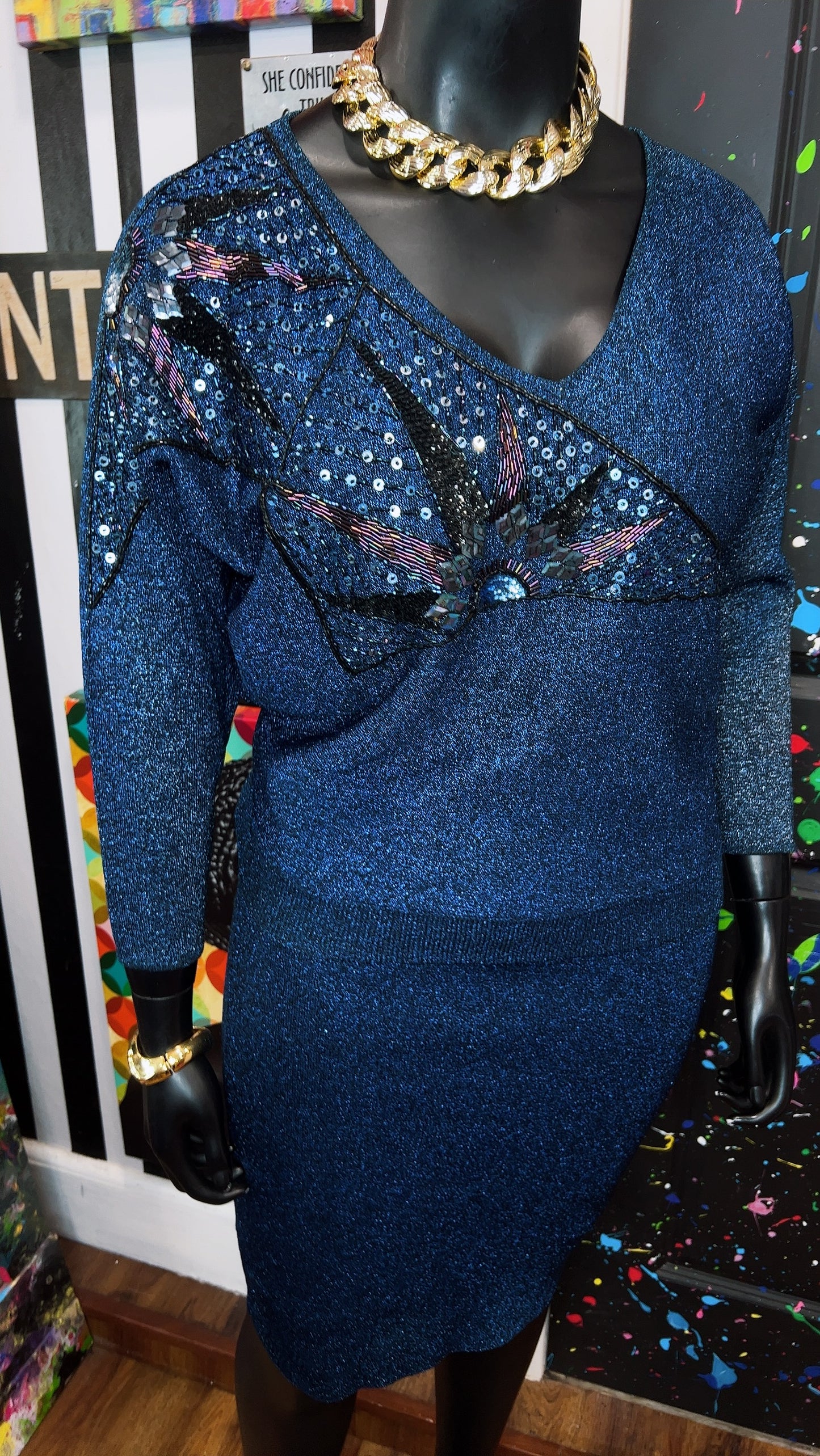 Vintage 80’s Electric Blue Skirt Set (14/16)