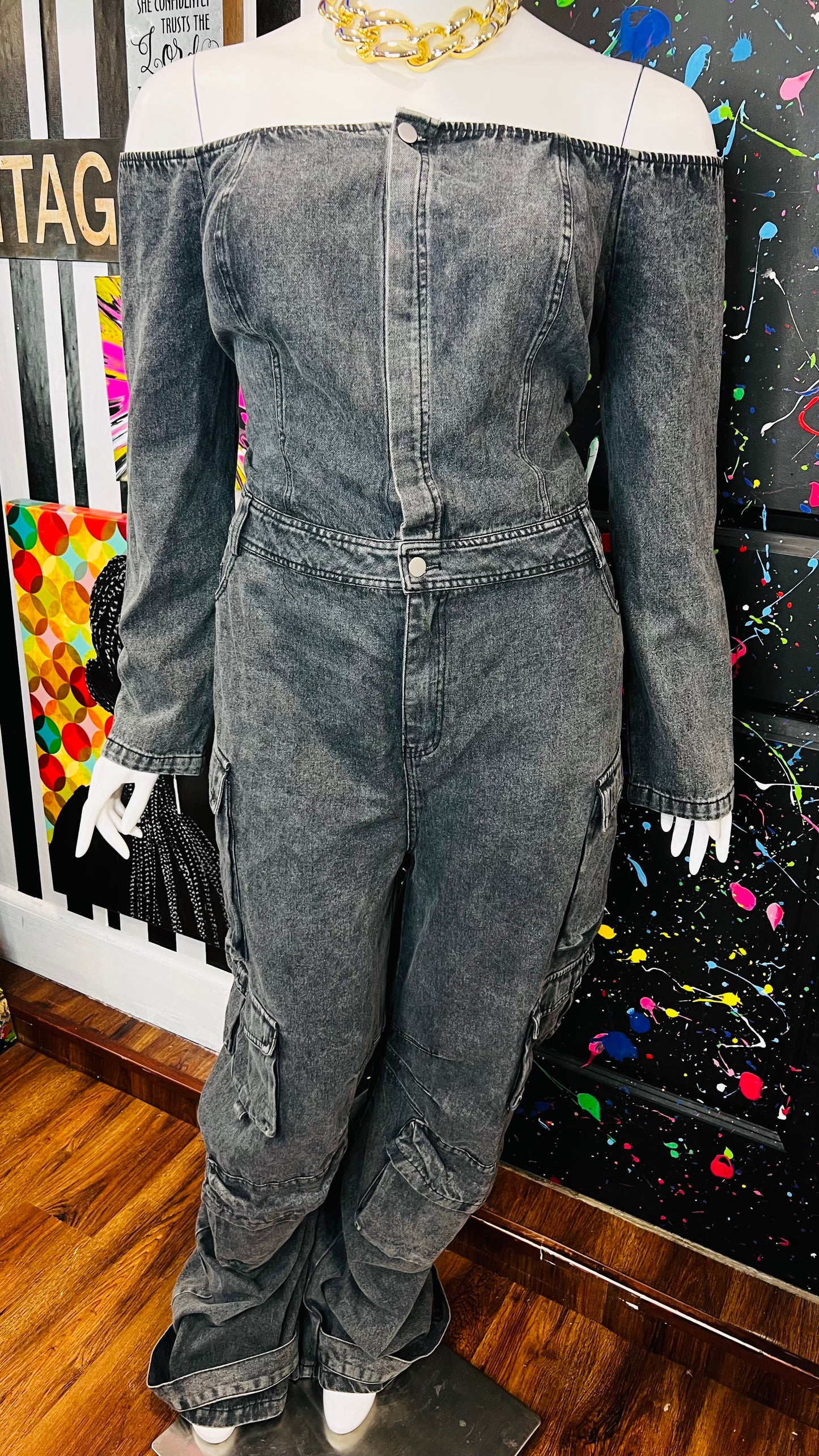Vintage Inspired Denim Jumpsuit- New w/ Tags (18)