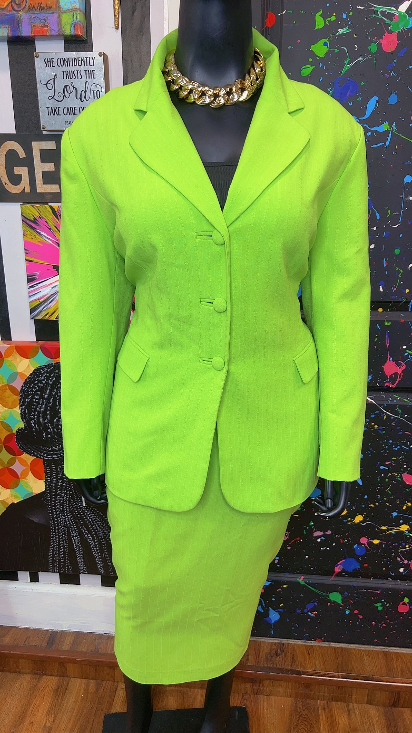 Vintage Green Skirt Suit (20)