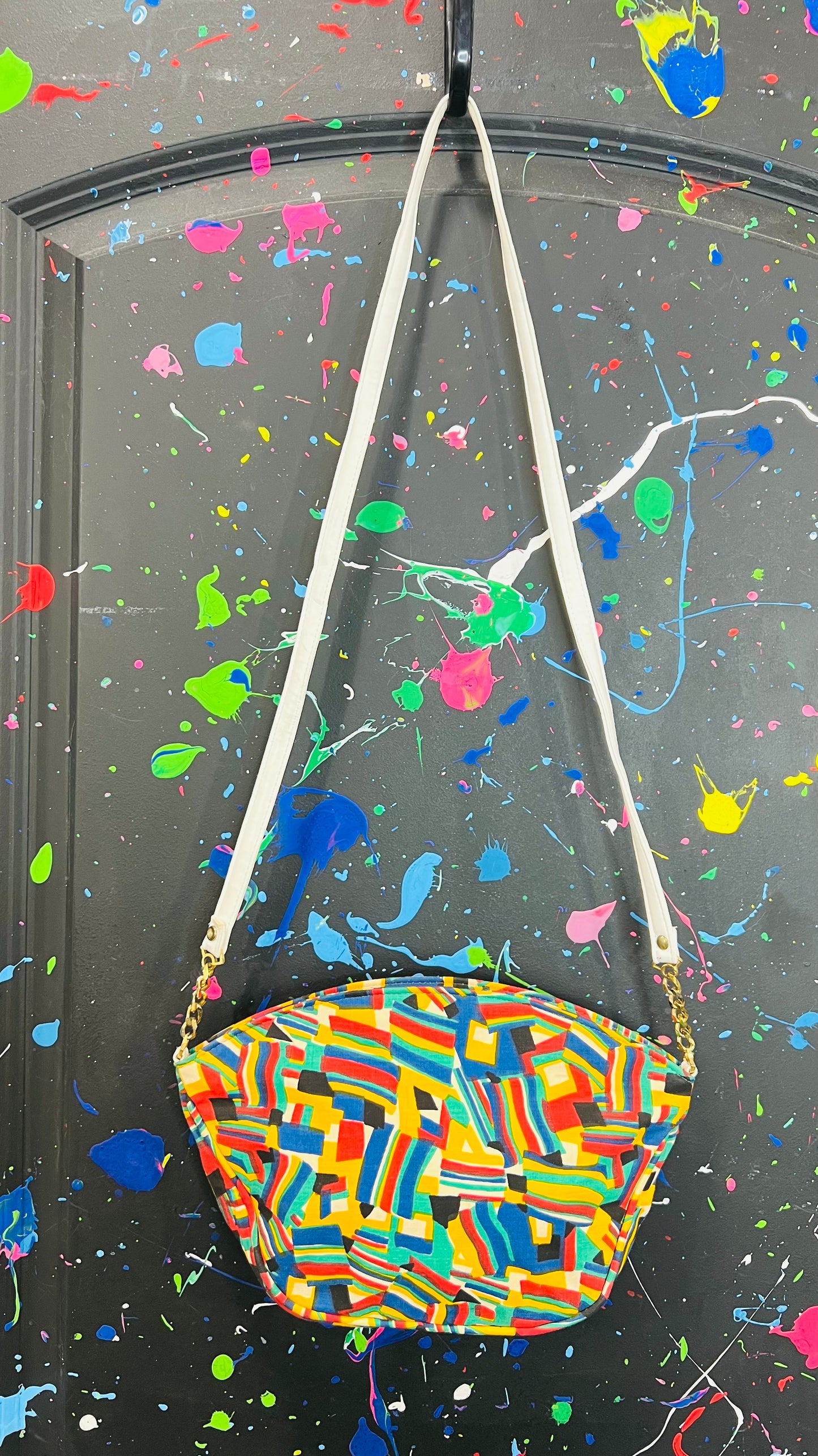 Vintage Colorblock Canvas Shoulder Bag